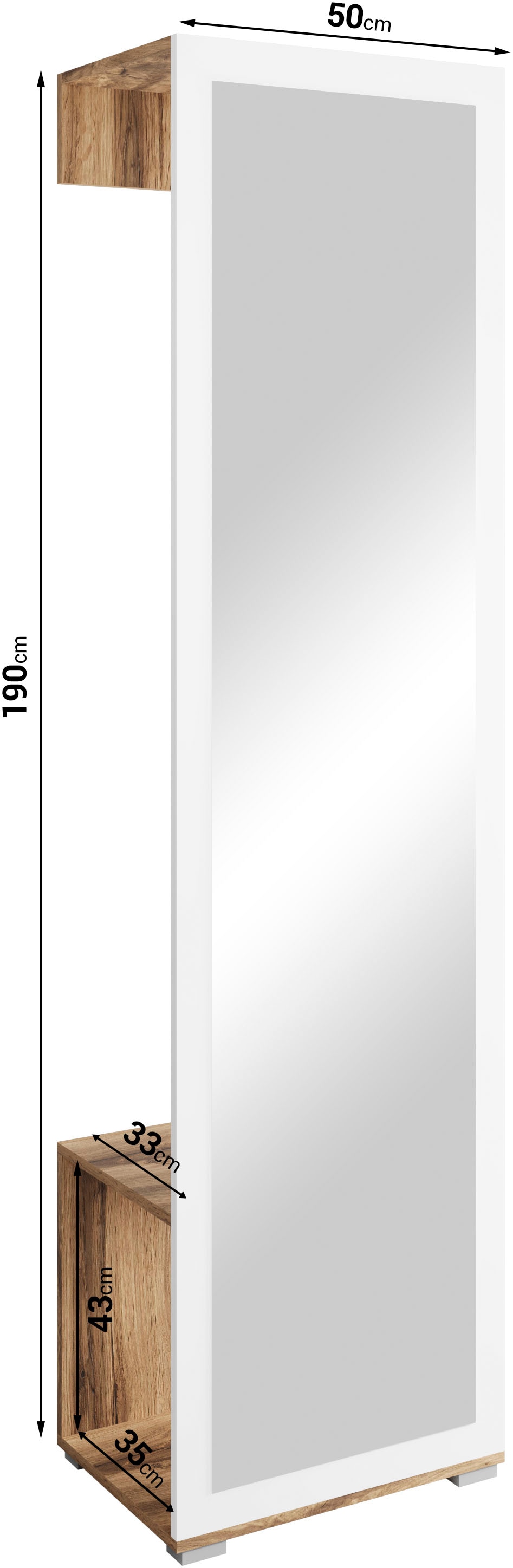 INOSIGN Garderobenschrank »Paris«, moderne Garderobenschrank 190cm, mit Kleiderstange und Frontspiegel