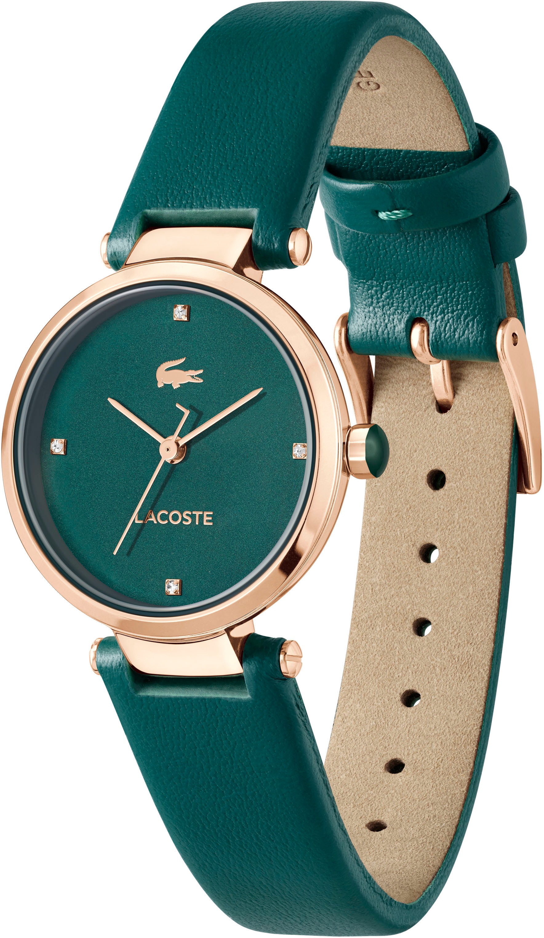 Lacoste Quarzuhr »ORBA«, Armbanduhr, Damenuhr, Lederarmband, analog