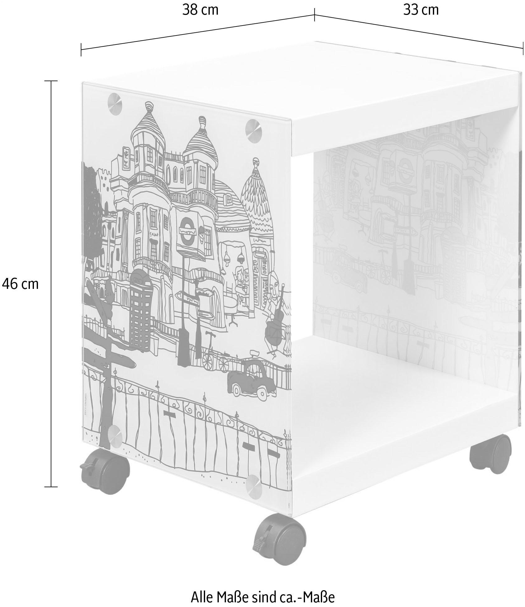 INOSIGN Beistelltisch »Cube«, mit gestalteten Glasseiten