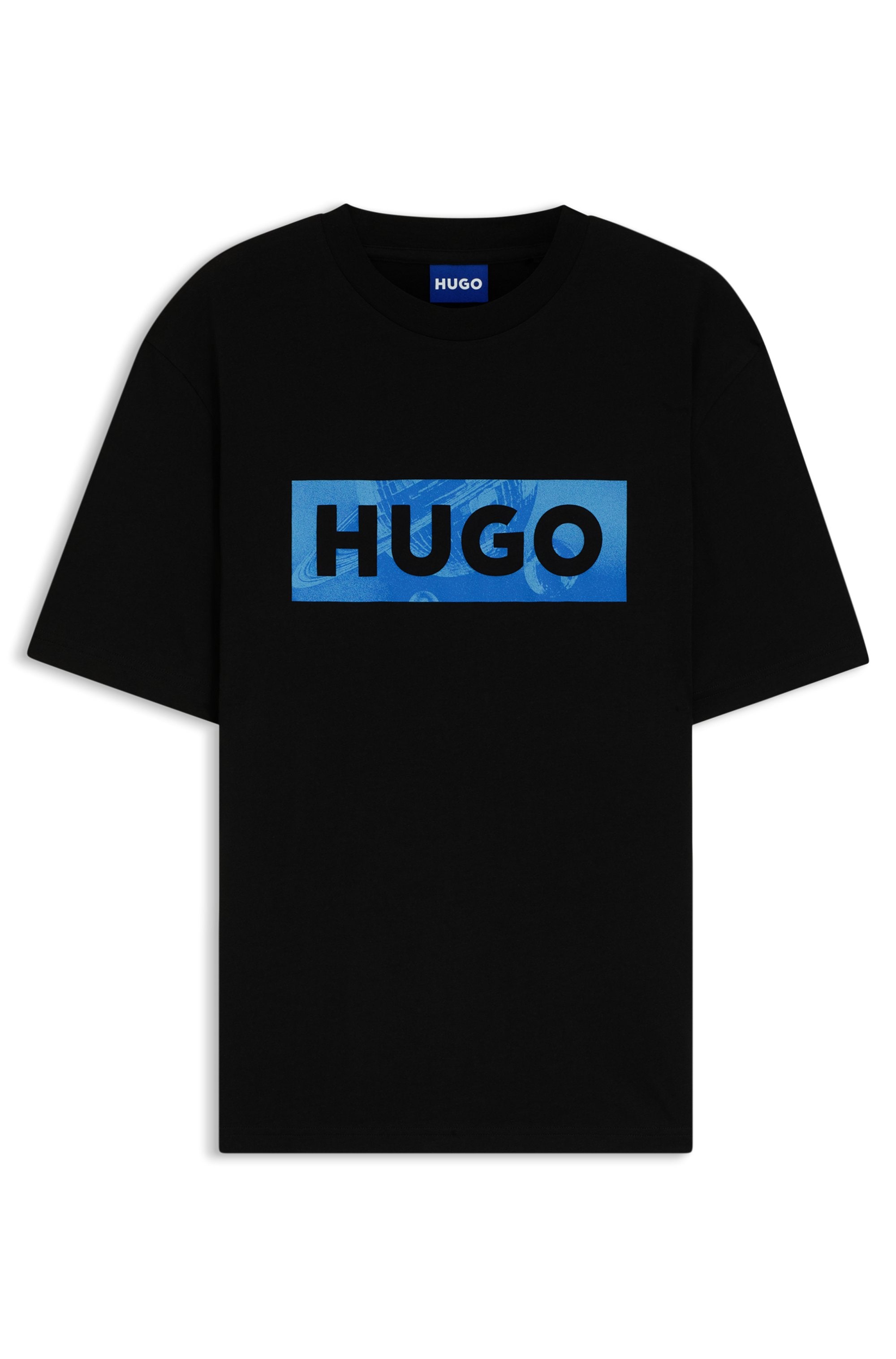 HUGO Blue T-Shirt Regula Fit, Rundhalsausschnitt, Logoprint, reine Baumwolle