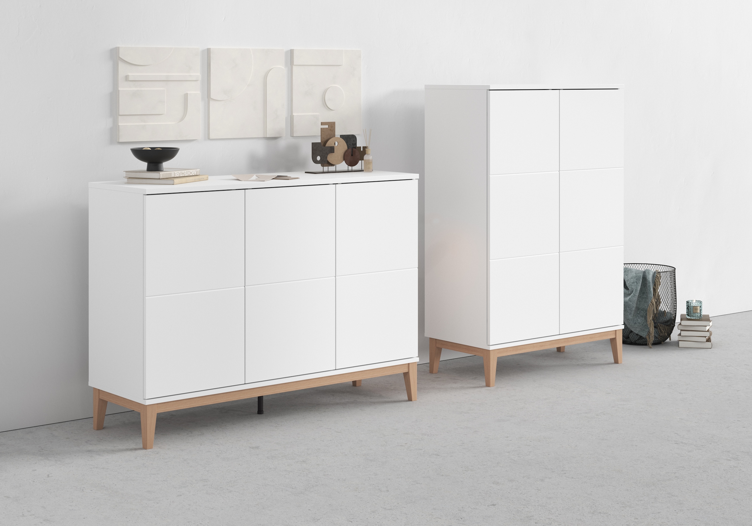 andas Highboard »Maryd« 1 Stk. tlg. Hochkommode mit Untergestell in Holzopt günstig online kaufen