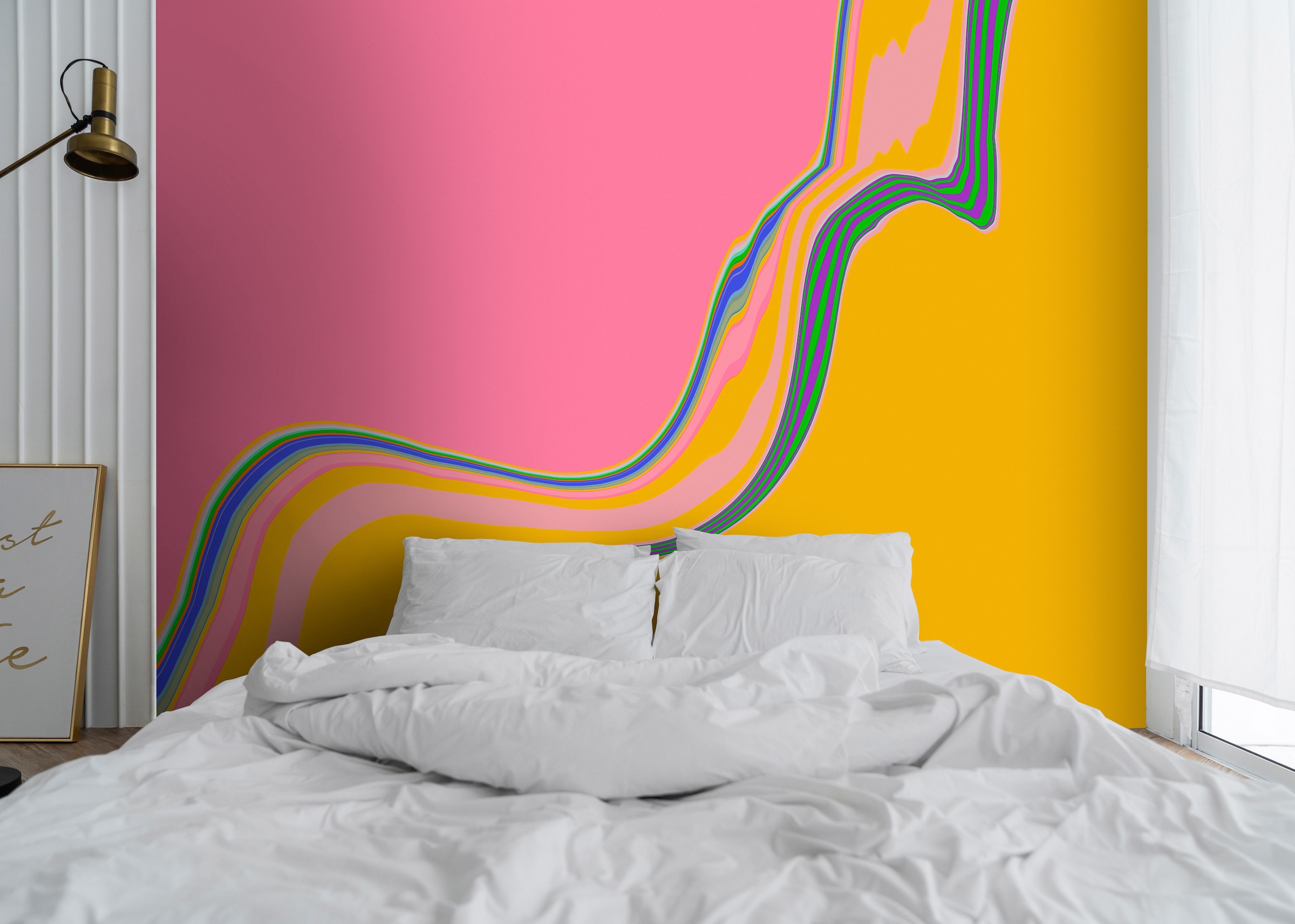 living walls Vliestapete »Fototapete Abstrakt Pink Gelb Bunt Modern Pop-Art günstig online kaufen