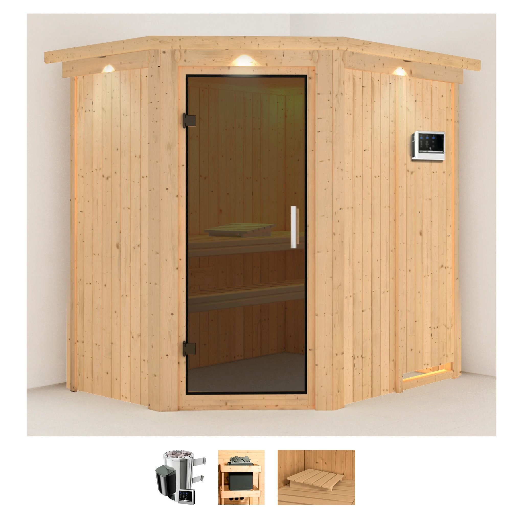 Karibu Sauna »Swantje« Set, 3,6-kW-Bio-Plug & Play Ofen mit externer Steuer günstig online kaufen