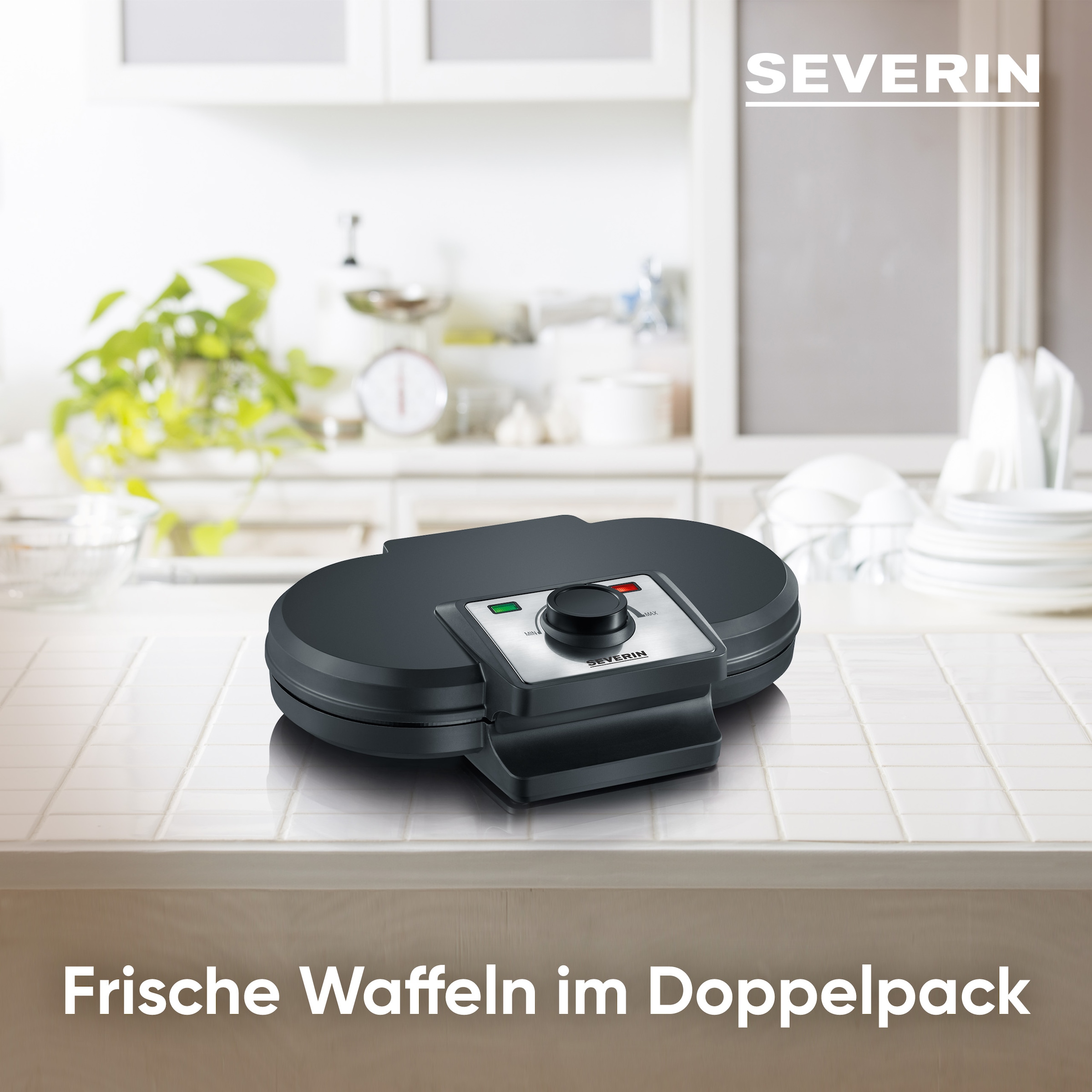 Severin Waffeleisen »WA 2106« 1200 W Doppelwaffelplatte, inkl. Backampel, einstellbarer Temperaturregler