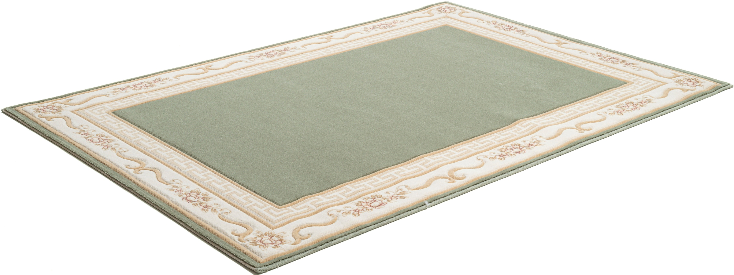 THEKO Wollteppich »Pelinia 7745«, rechteckig, 12 mm Höhe, Kurzflor, Uni Farben, mit Bordüre, reine Wolle