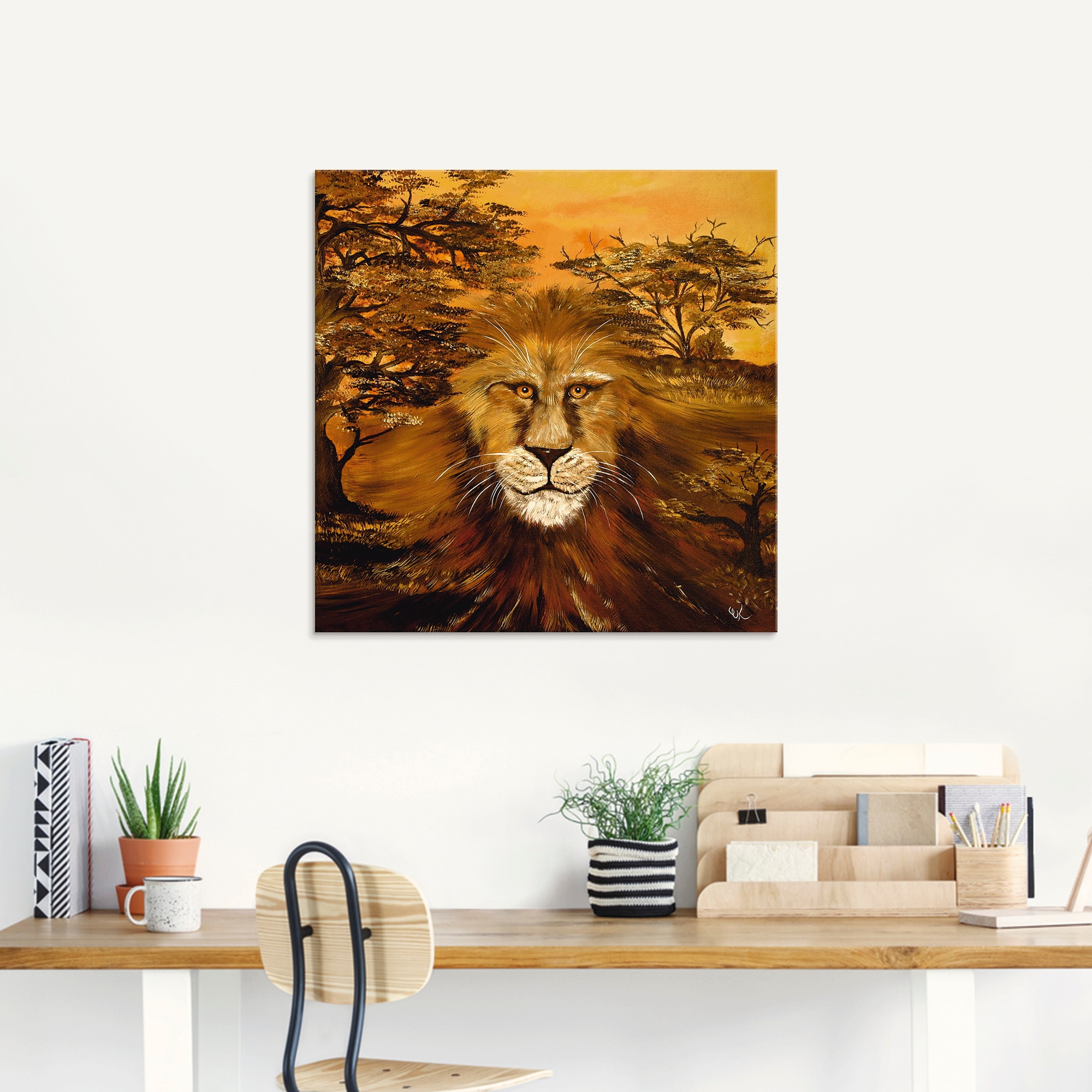 Artland Glasbild »Löwe des Landes«, Animal Fantasy, (1 St.), in verschiedenen Größen