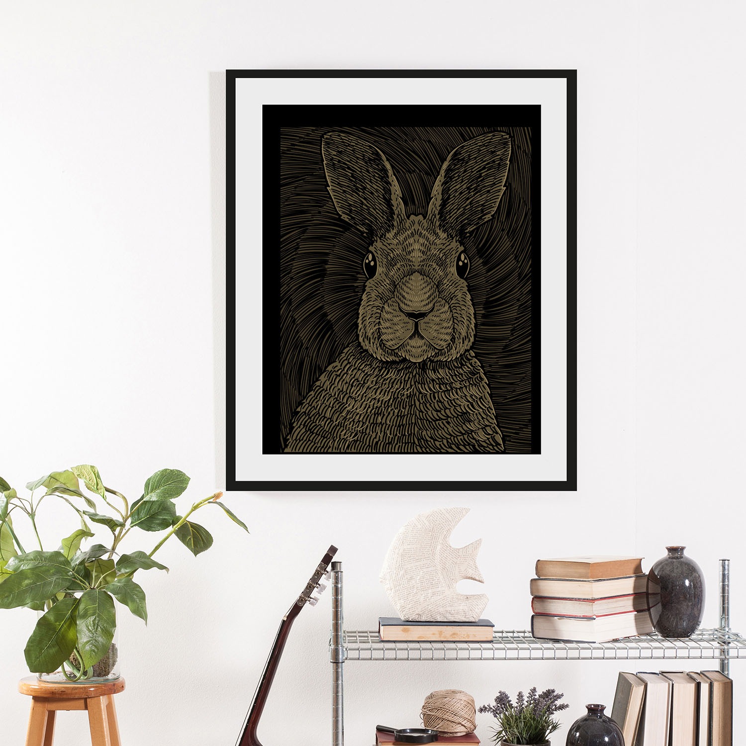 queence Bild »Aladin«, Hase-Hasen-Haustiere-Kunst-Schwarz-Weiß, (1 St.), HD günstig online kaufen