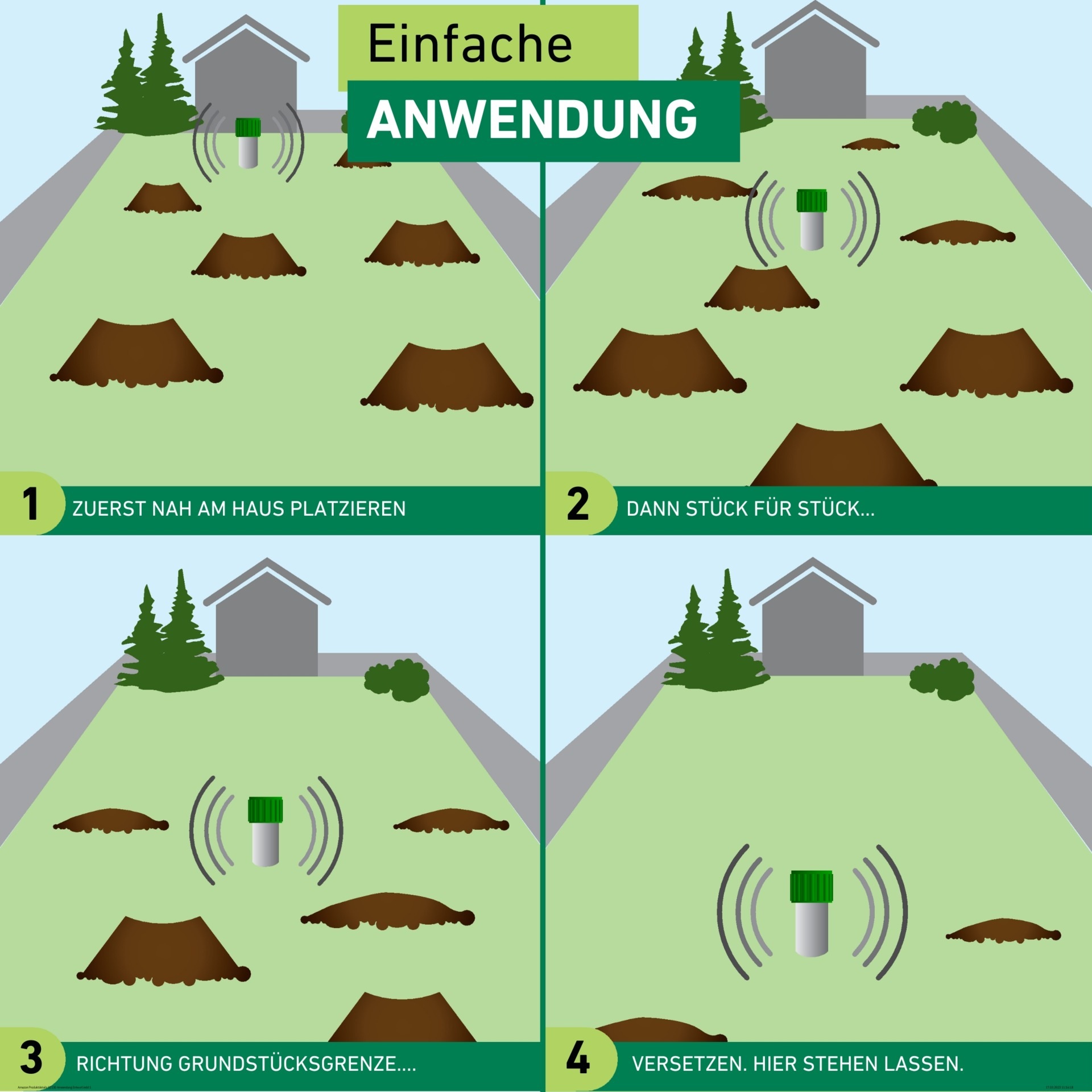 Windhager Ultraschall-Tierabwehr »Maulfwurfschreck und Wühlmausvertreiber Classic, batteriebetrieben« Wirkungsbereich 600 m² mit niederfrequenten Schallwellen