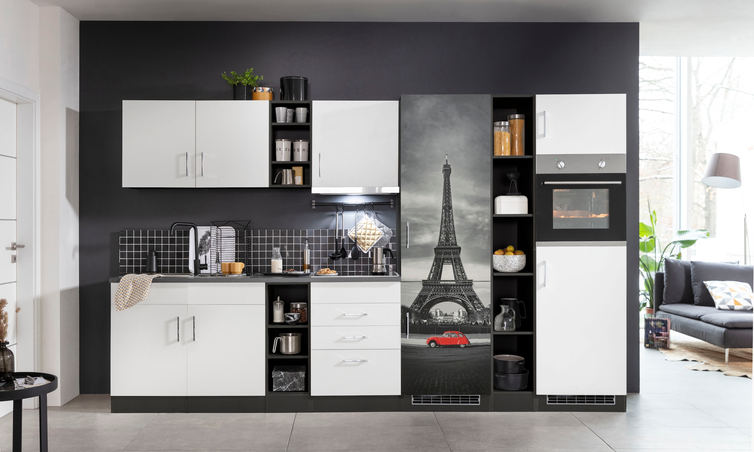 HELD MÖBEL Küchenzeile »Paris«, mit E-Geräten, Breite 340 cm, mit großer Kü günstig online kaufen