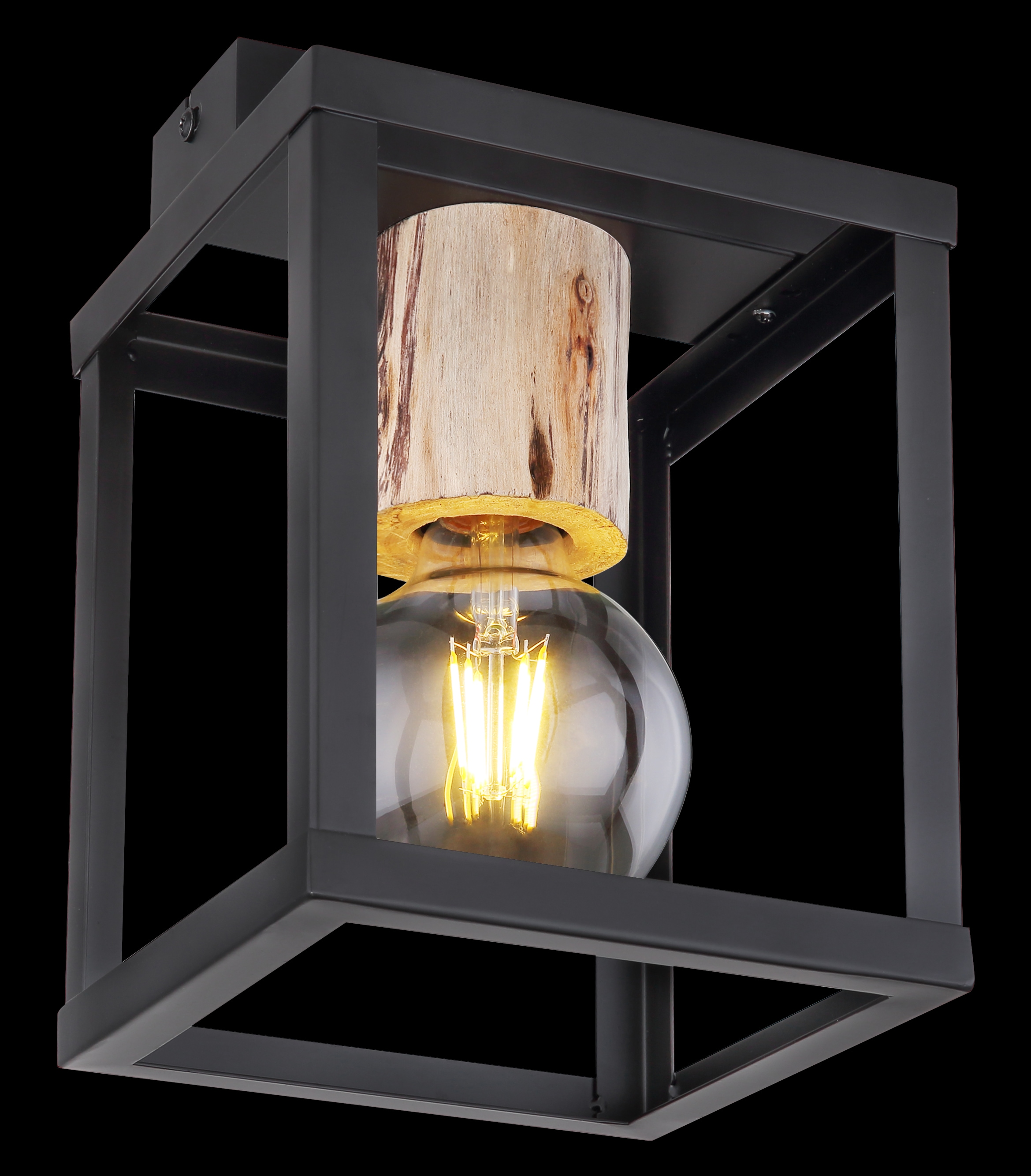 GLOBO LIGHTING Deckenleuchte »HAGAR«, Leuchtmittel E27 | ohne Leuchtmittel, Deckenlampe/Holz/Wohnbereich/Büro/Flur/modern/schwarz