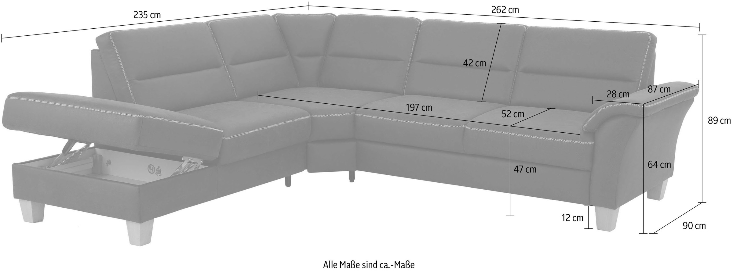 Home affaire Ecksofa »Soleo L-Form«, komfortabel durch Trapezecke mit Relaxfunktion, auch mit Bettfunktion