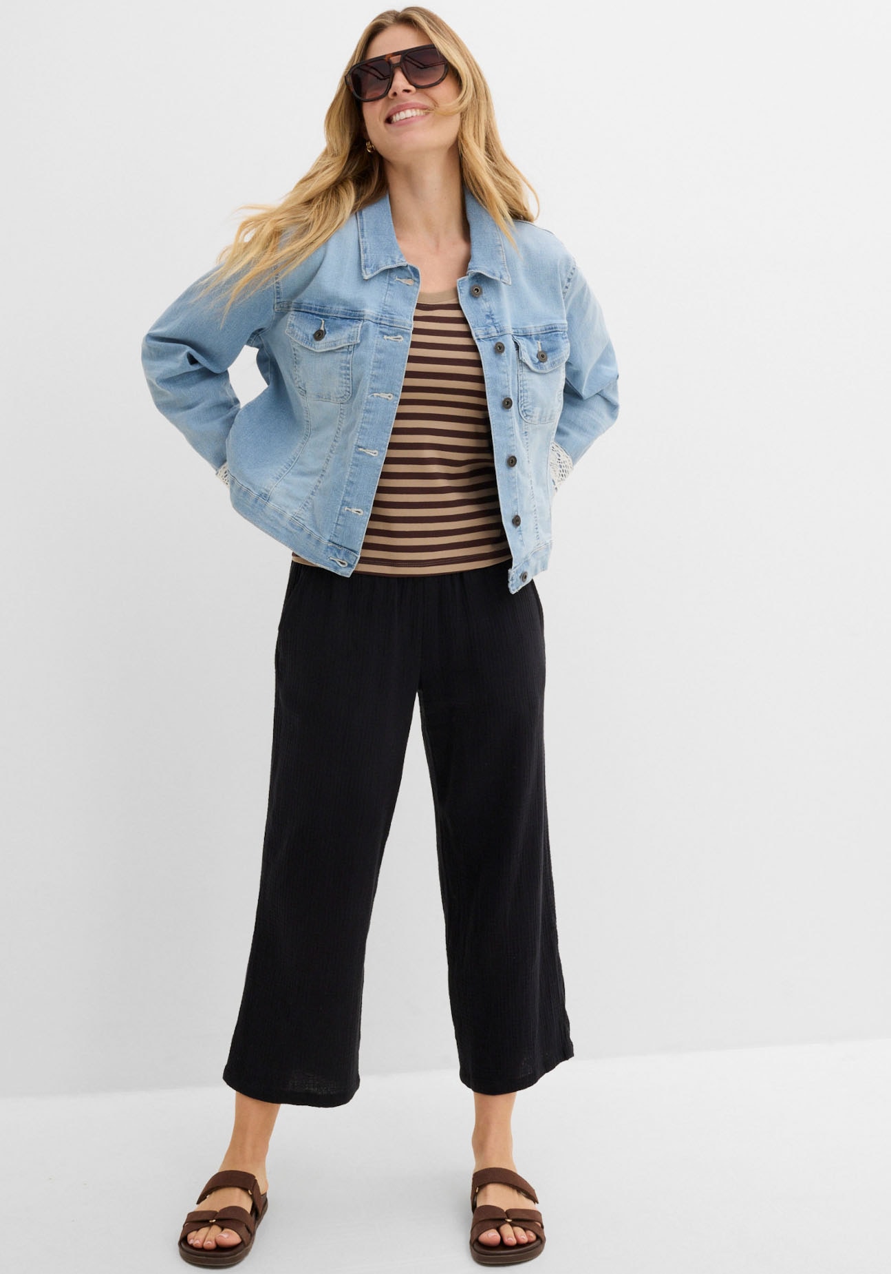 bonprix Culotte  aus Baumwolle, aus Musselin-Material, lockere Passform