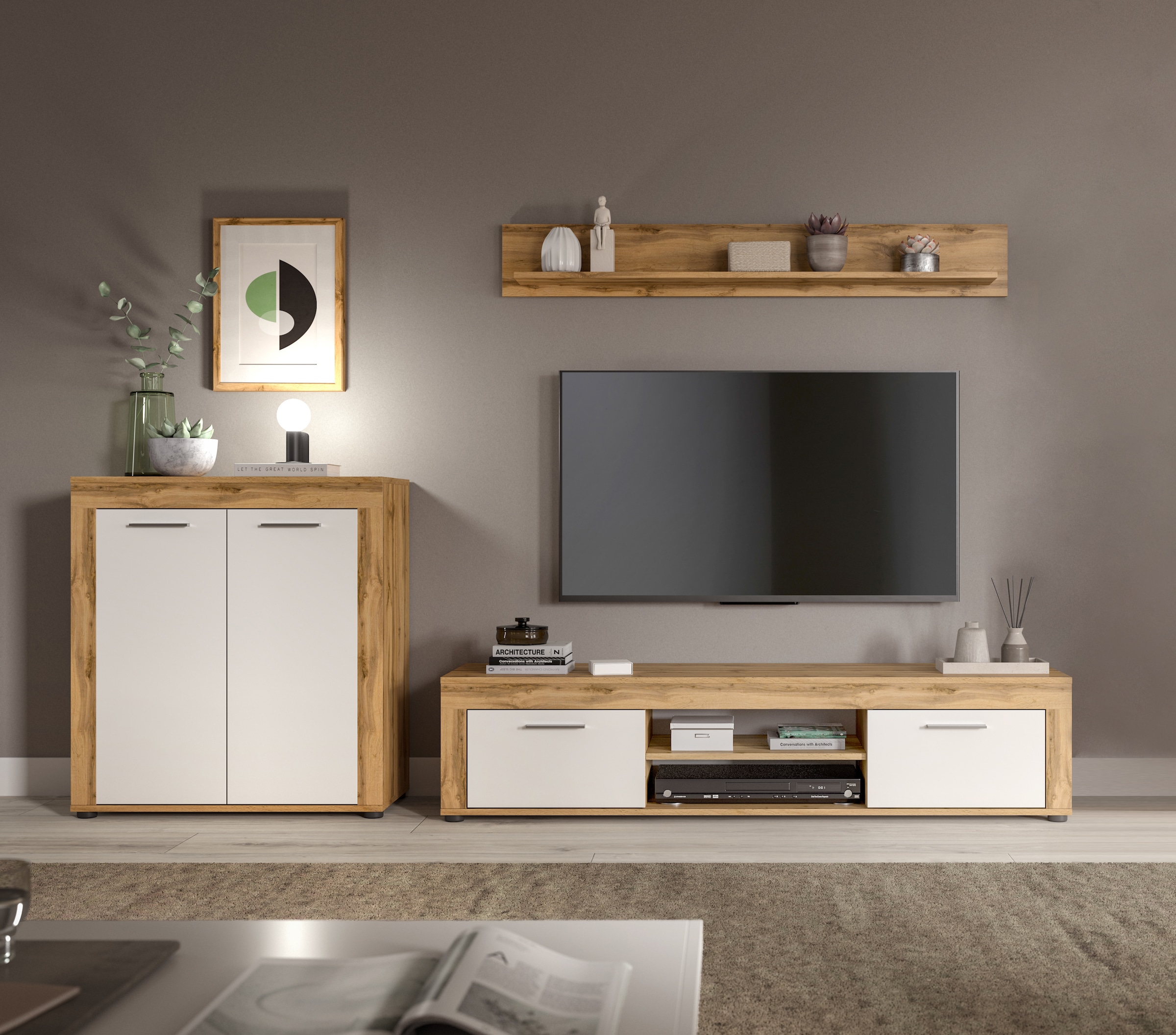 INOSIGN Wohnwand »Aosta, Breite 255cm, bestehend aus Highboard, Lowboard, W günstig online kaufen