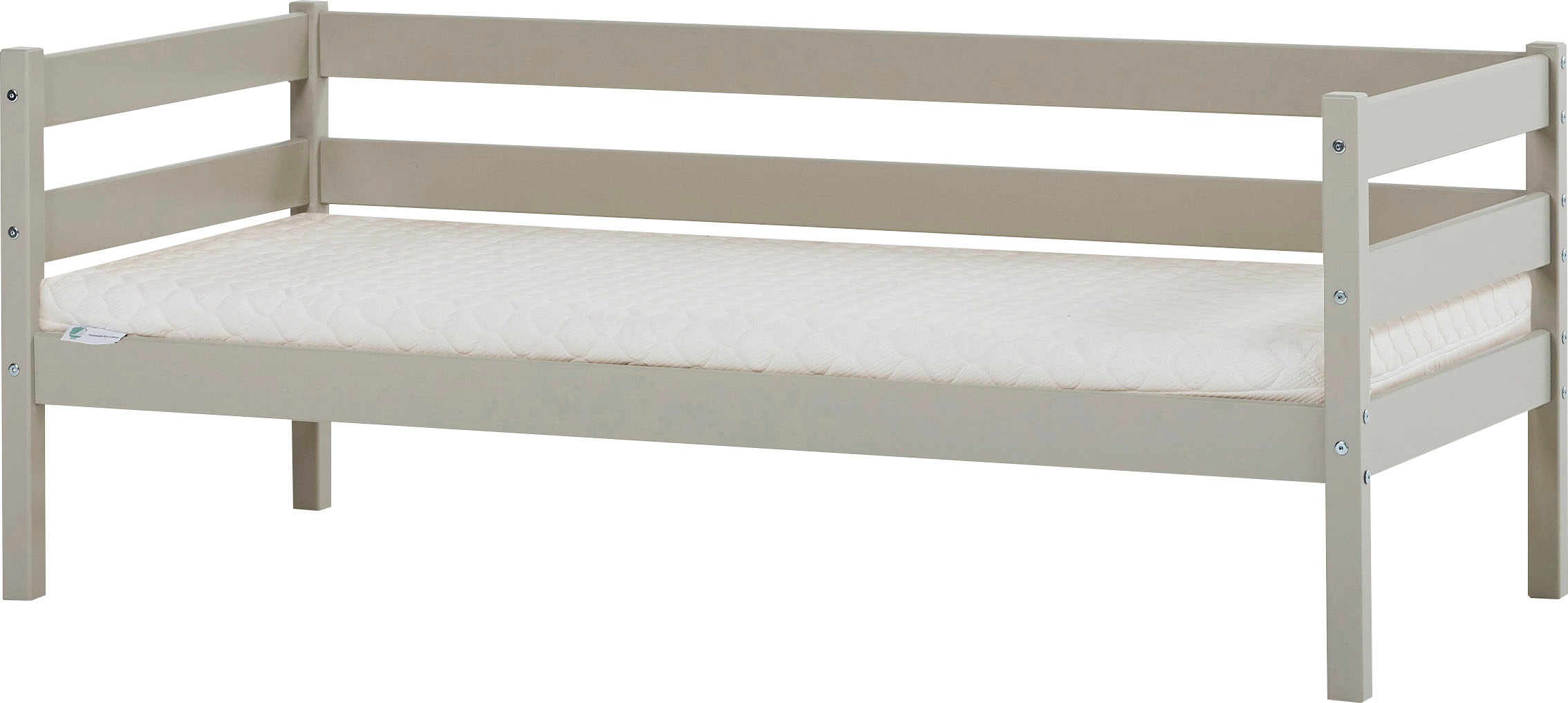 Einzelbett „ECO Comfort“, (Set), mit Rollrost in 8 Farben, wahlweise mit Matratze und Absturzsicherung, grau Ohne Absturzsicherung