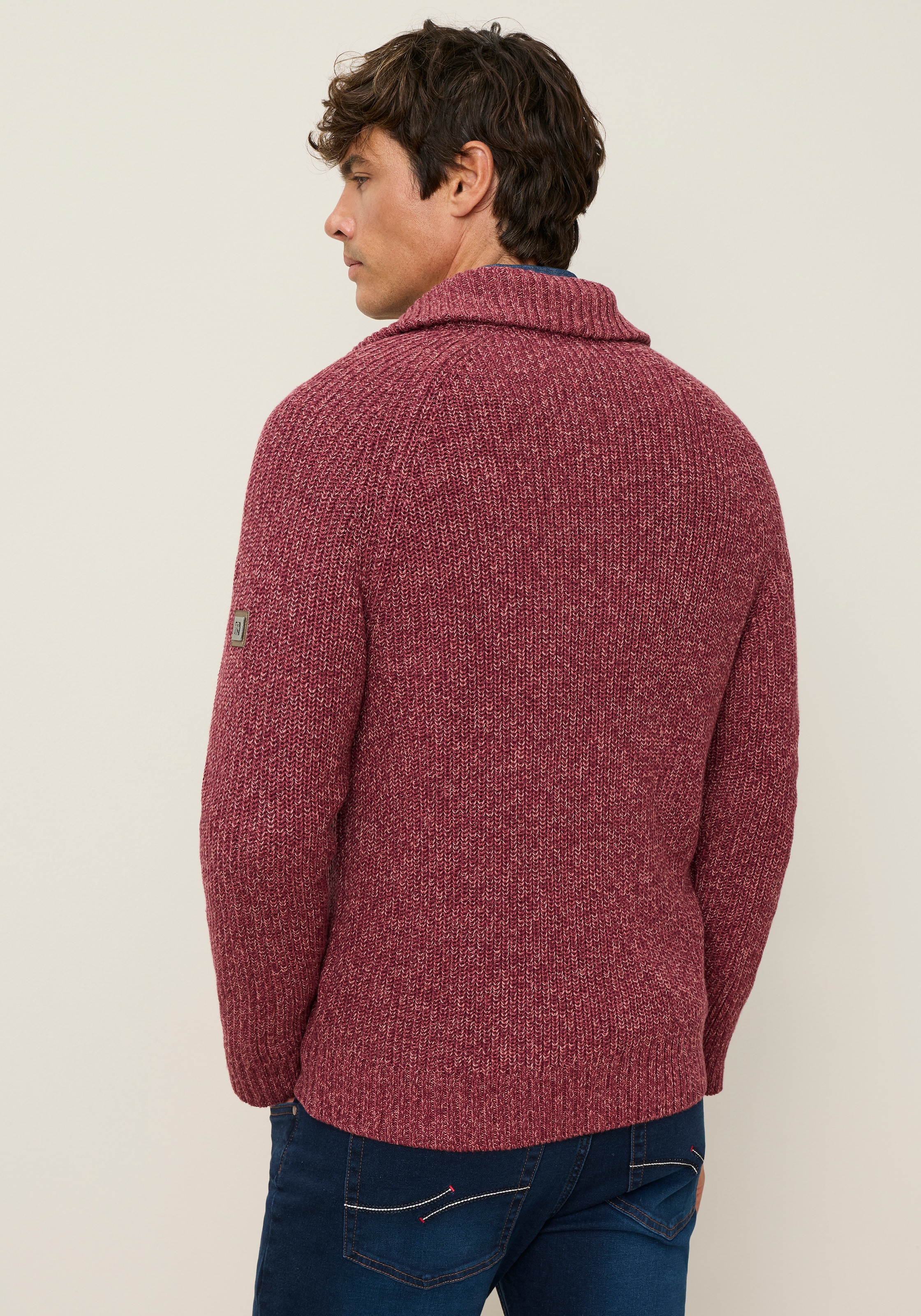 Man's World Strickjacke »Mit Stehkragen & Reißverschluss melierte Optik« regular fit, mit Raglanärmeln