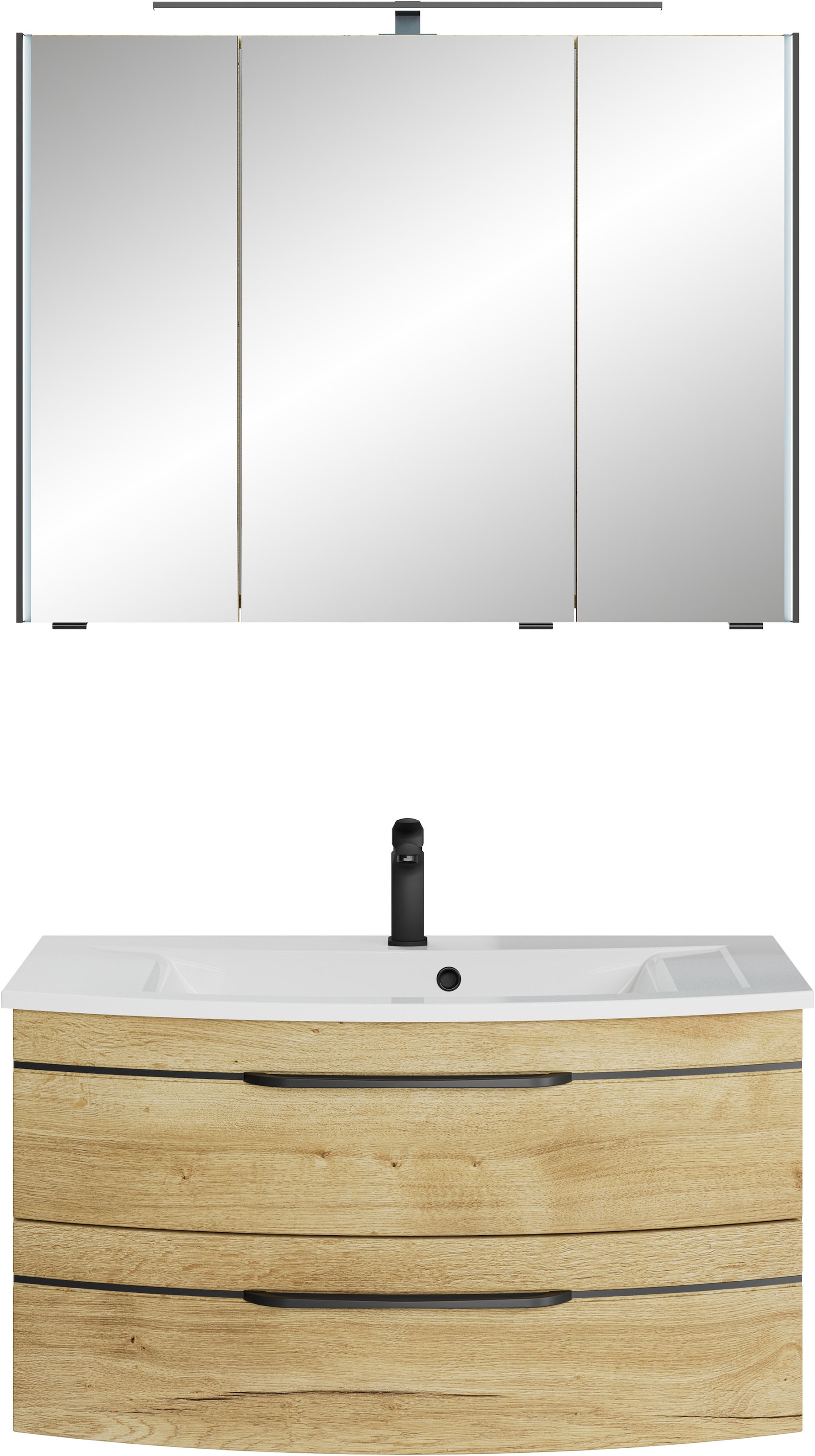 Saphir Badmöbel-Set »Serie 7045 2-teilig Mineralmarmor-Waschtisch mit LED-S günstig online kaufen