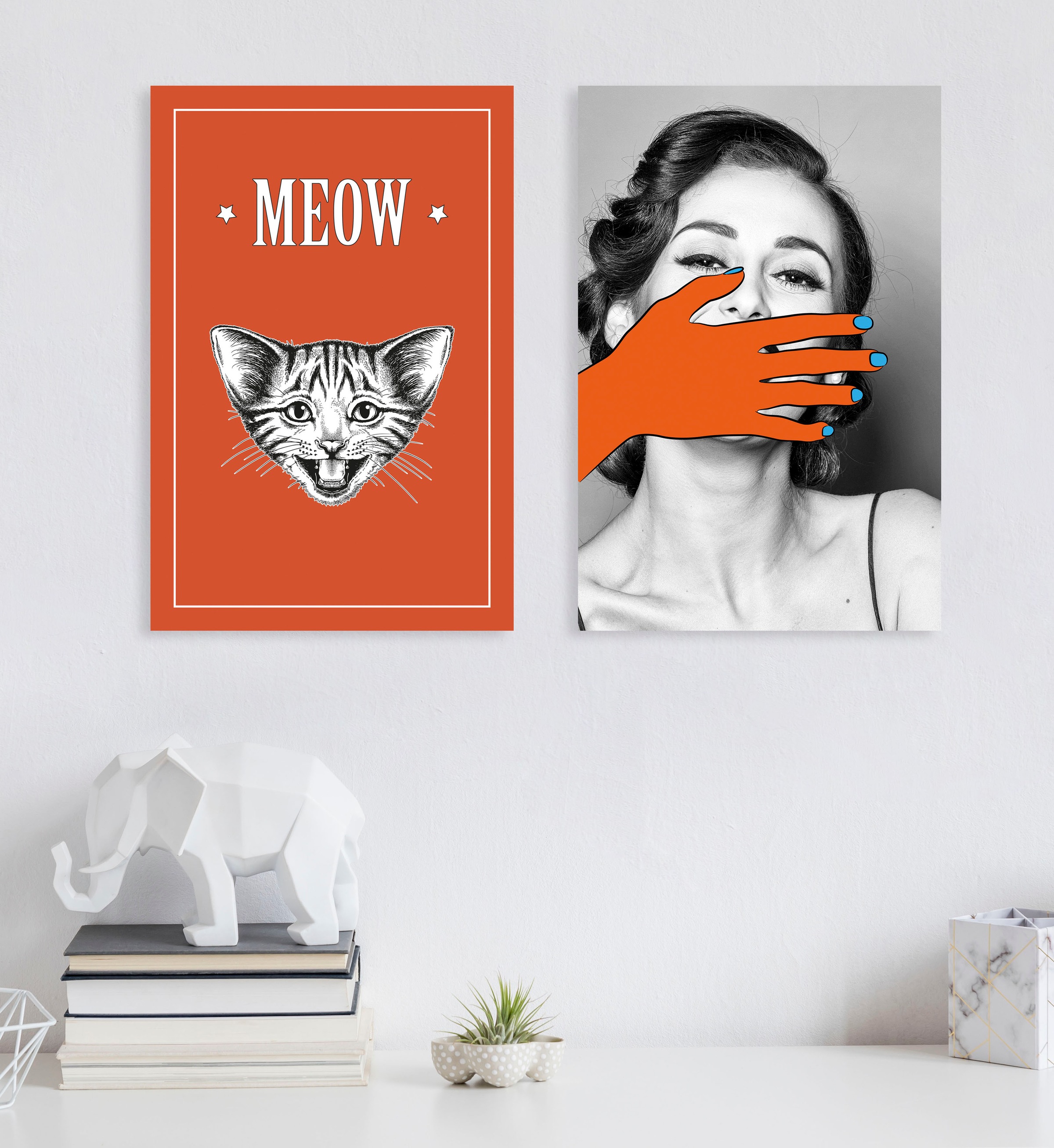 queence Leinwandbild »Katze MEOW«, Kunst-Modern-Schriftzug-Tiere-Katze-Katz günstig online kaufen