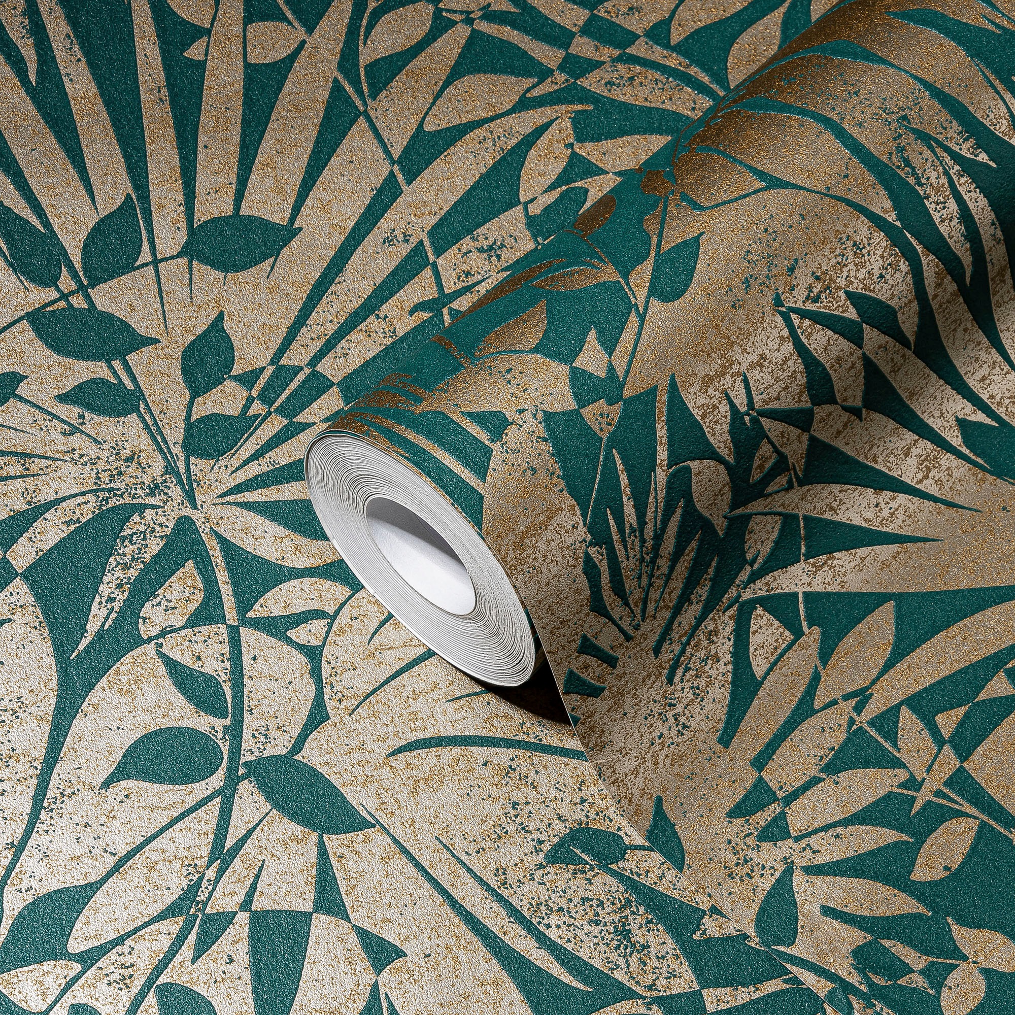 A.S. Création Vliestapete »THE BOS Floral Blätter«, glänzend-abstrakt-organisch, Florale Tapete Tapete Floral Tapeten Wohnzimmer Schlafzimmer Küche