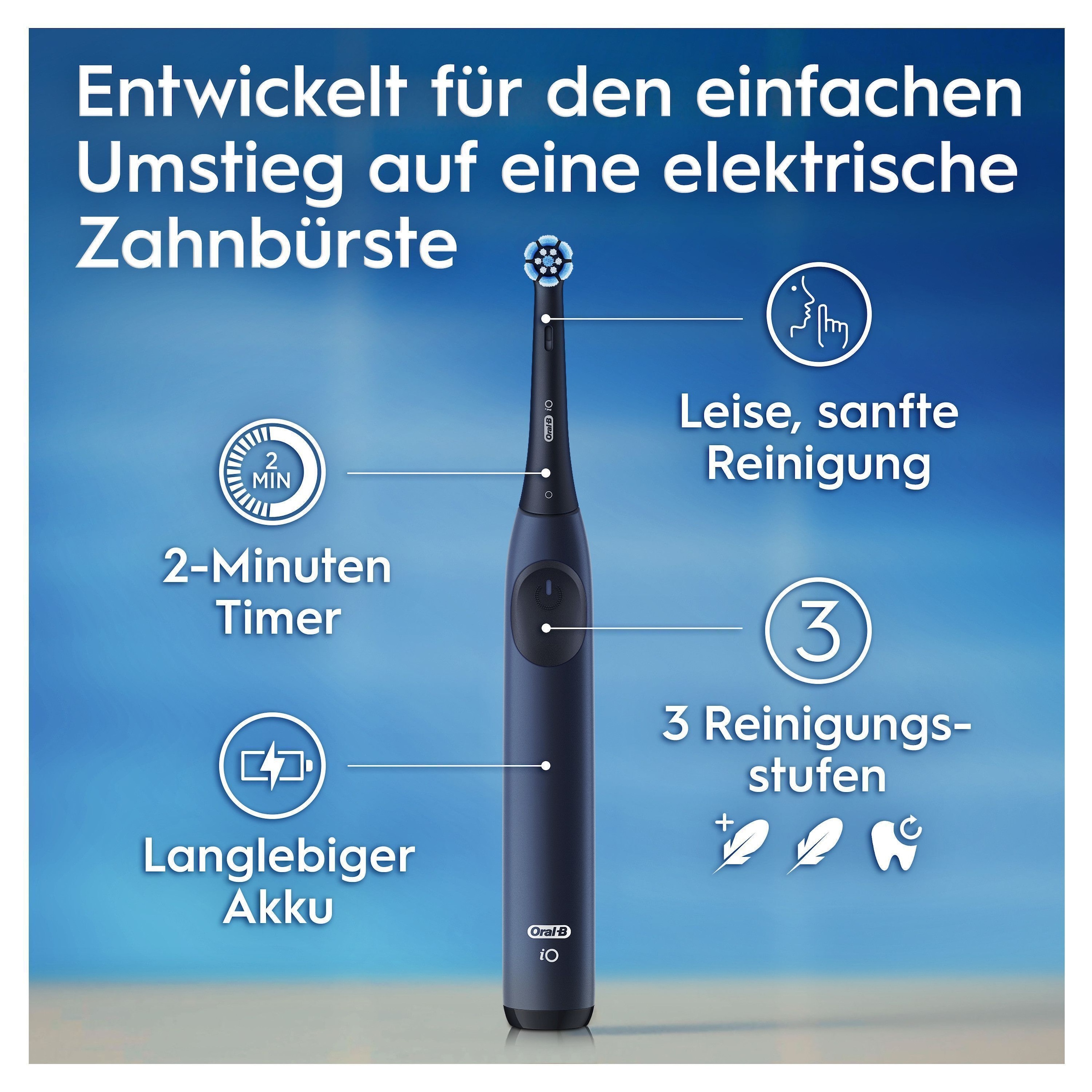 Oral-B Elektrische Zahnbürste »iO Series 2«, 1 St. Aufsteckbürsten, für die ultimative Reinigung, Reise-Etui