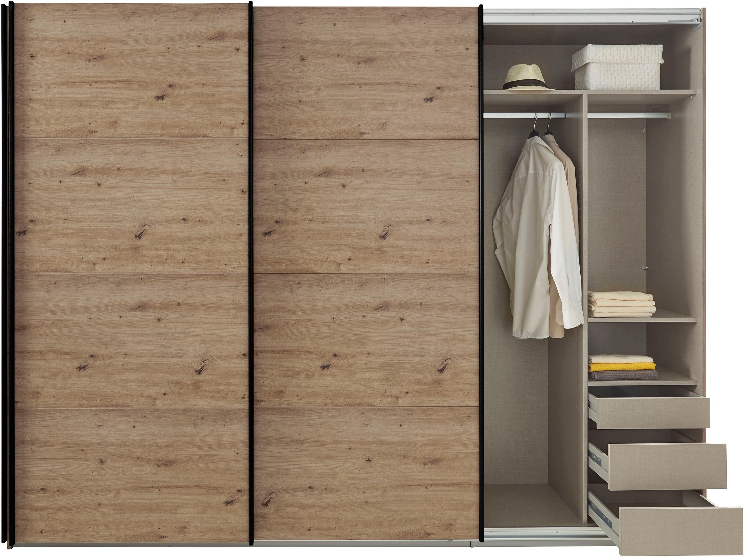 rauch Schwebetürenschrank »Kleiderschrank Schrank Garderobe TOPSELLER OTELI inkl. Inneneinteilung«, mit 3 Innenschubladen sowie zusätzlichen Einlegeböden MADE IN GERMANY
