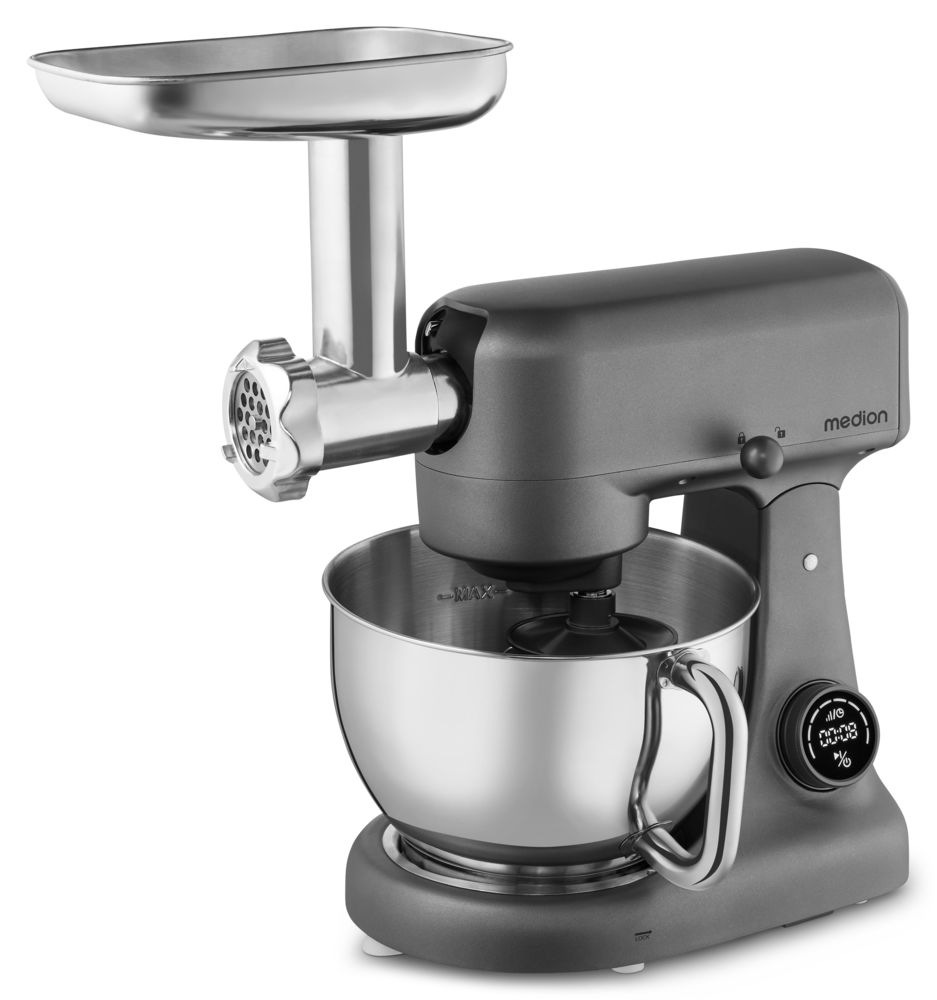Medion® Küchenmaschine »MD 12600, 8 Geschwindigkeitsstufen, Impulsfunktion, DC-Motor, 4,6 L«, Mit umfangreichem Zubehör-Set, Fleischwolf-Aufsatz, Gemüsereibe