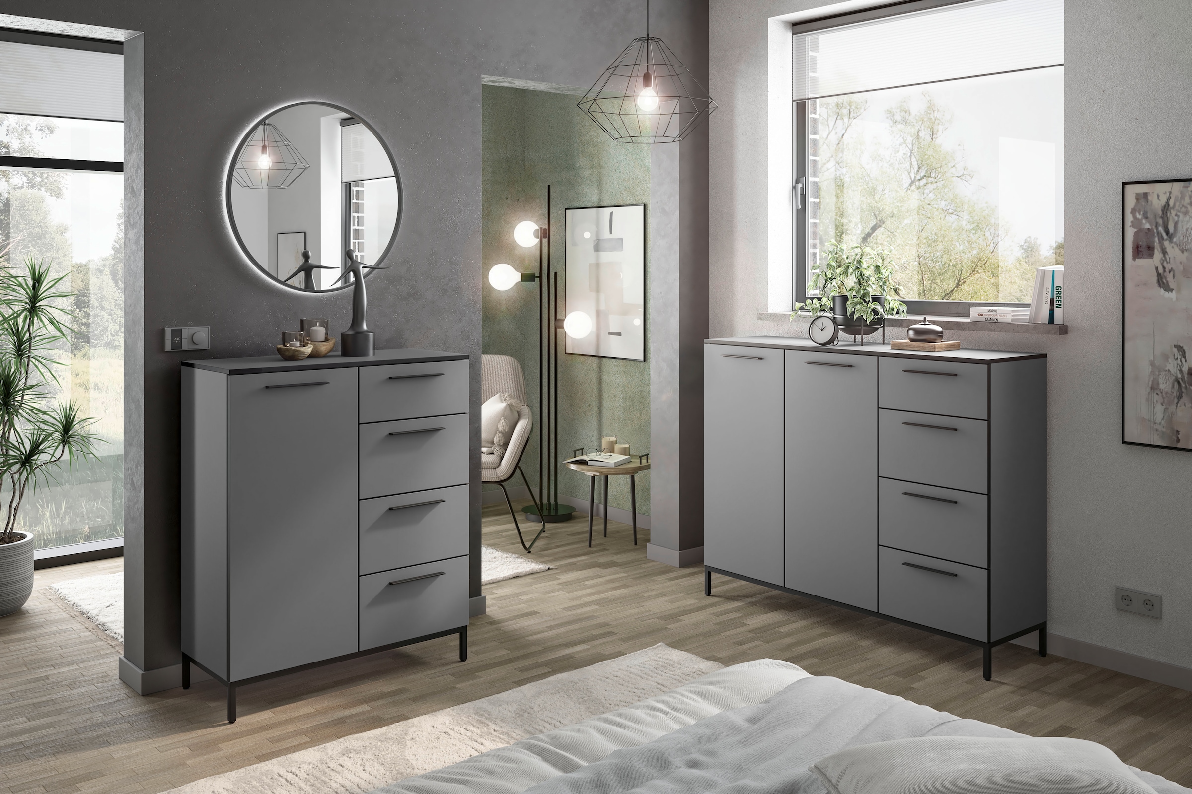 Manjana Möbel Kommode »Kommode mit Schwarz matten Metallgriffen in verschiedenen Ausführungen«