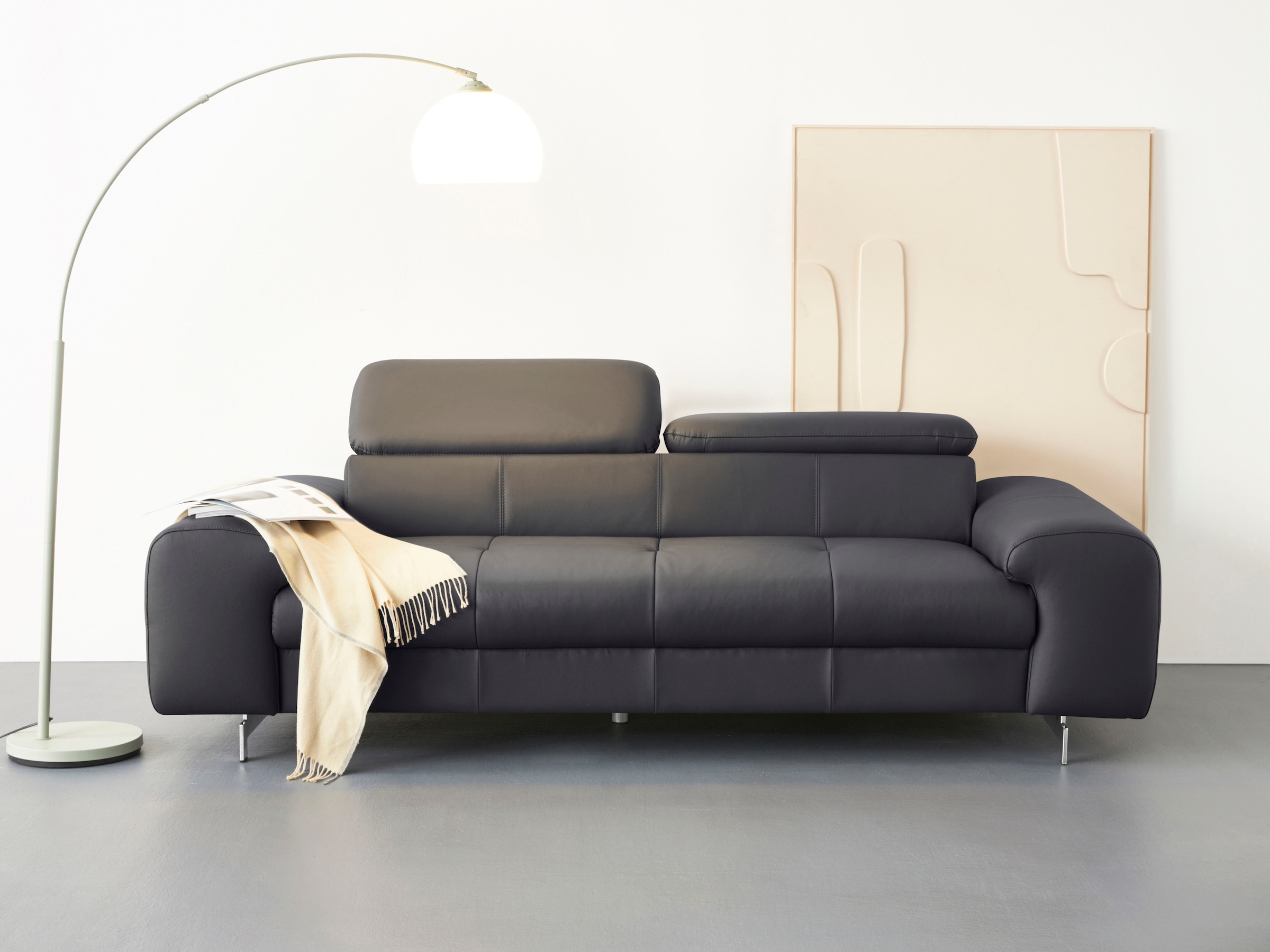 COTTA 3-Sitzer »Chef«, Big-Sofa mit Kopfteilverstellung, edle Metallkufen günstig online kaufen