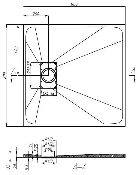 Sanotechnik Duschwanne »SMC Brausetasse«, LxB: 80x80cm; schneidbar