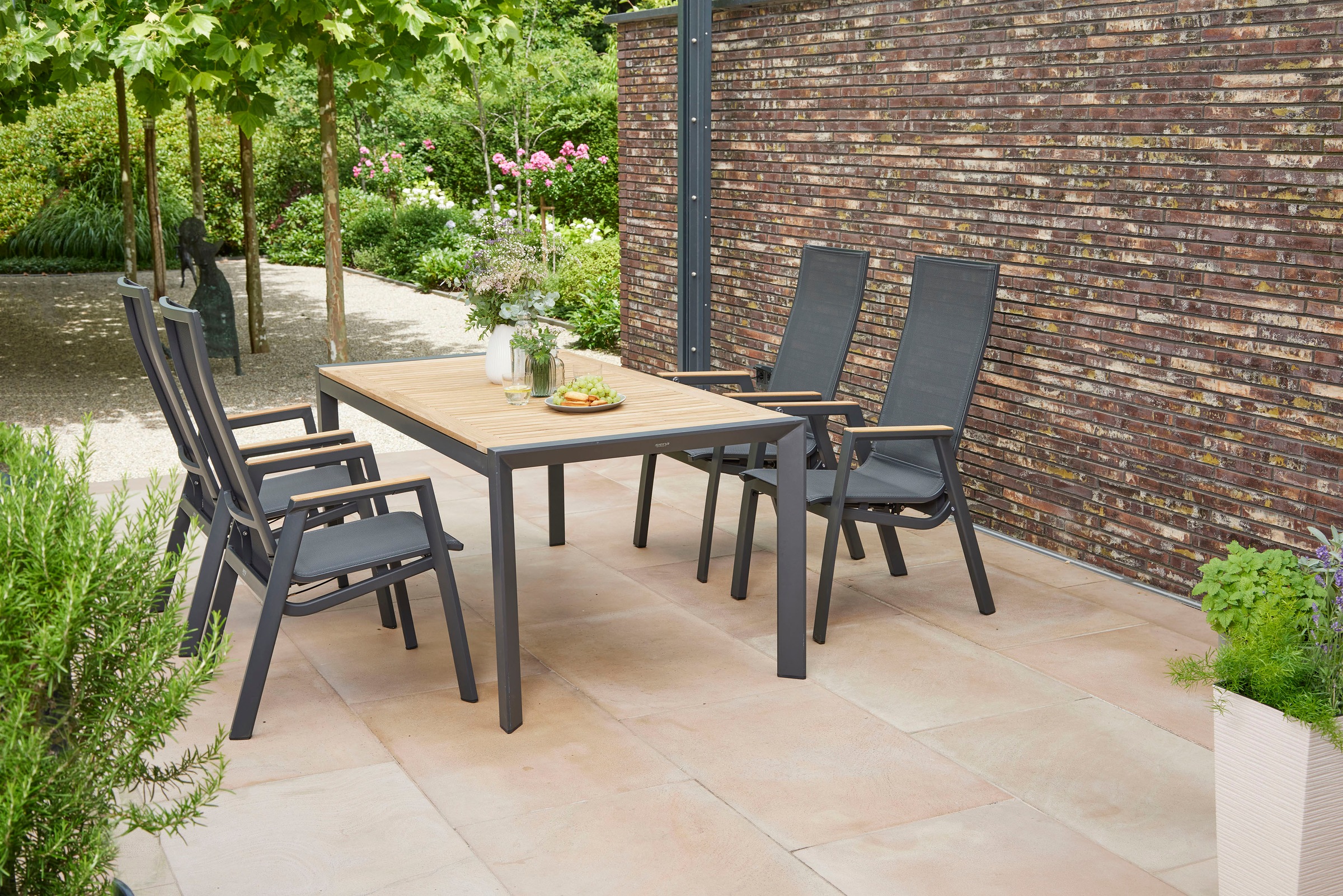 Siena Garden Garten-Essgruppe »Rondo«, (Set, 5 tlg.), bestehend aus 4 Sesseln und 1 Tisch
