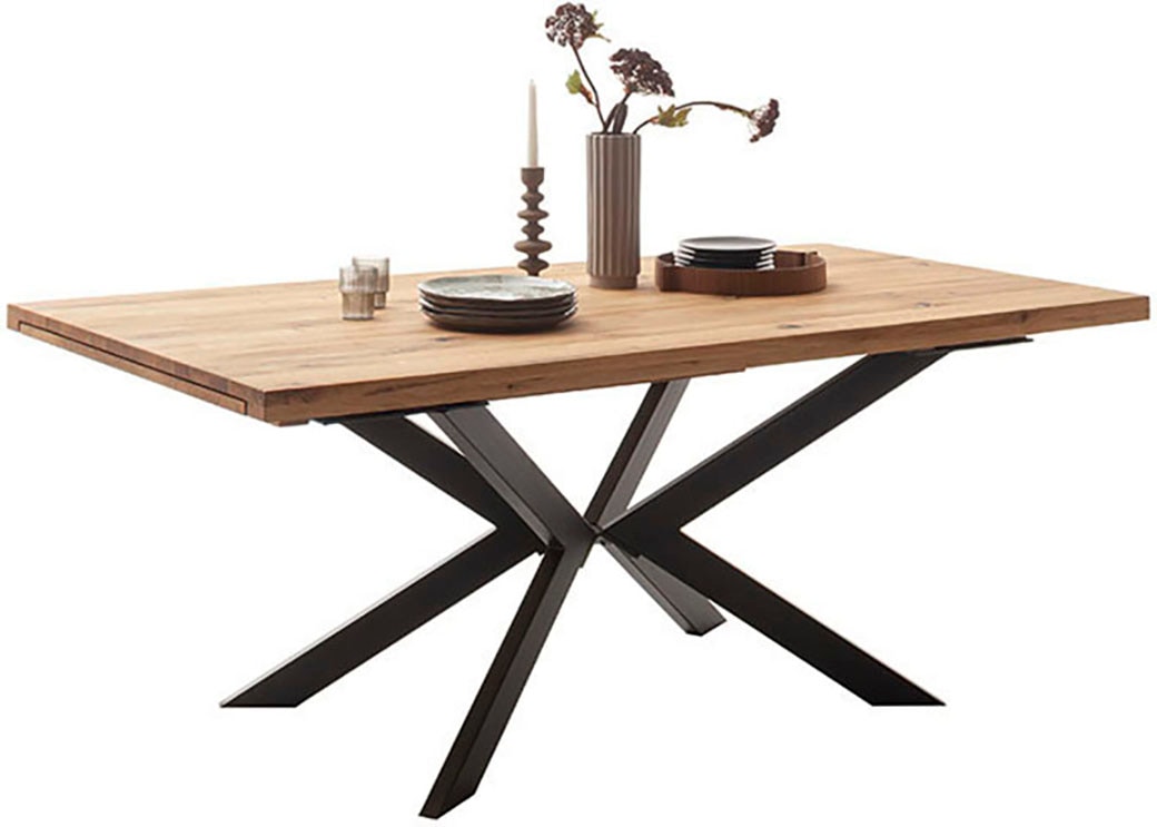 MCA furniture Esstisch »BARLETTA Auszugtisch 180-280 cm«, (Einzelstück), massiv,durchgehende Lamelle,aufgedoppelt,Metall,Tischplatte 5,0 cm