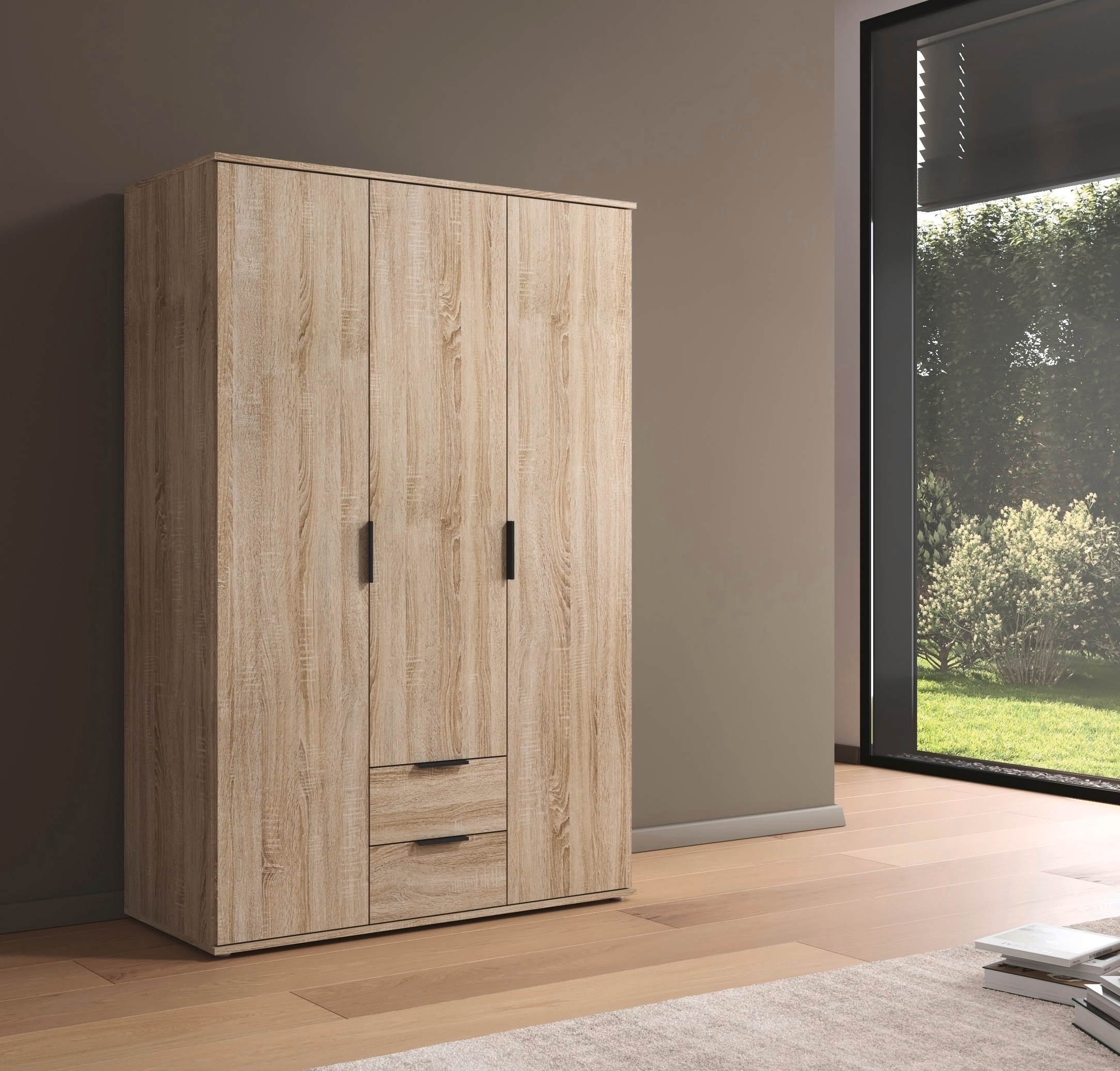 rauch Drehtürenschrank »Kleiderschrank Schrank Garderobe Wäscheschrank ESSEA in 2 Breiten«, mit 2 Schubladen, in schlichtem Design, moderne Griffe MADE IN GERMANY