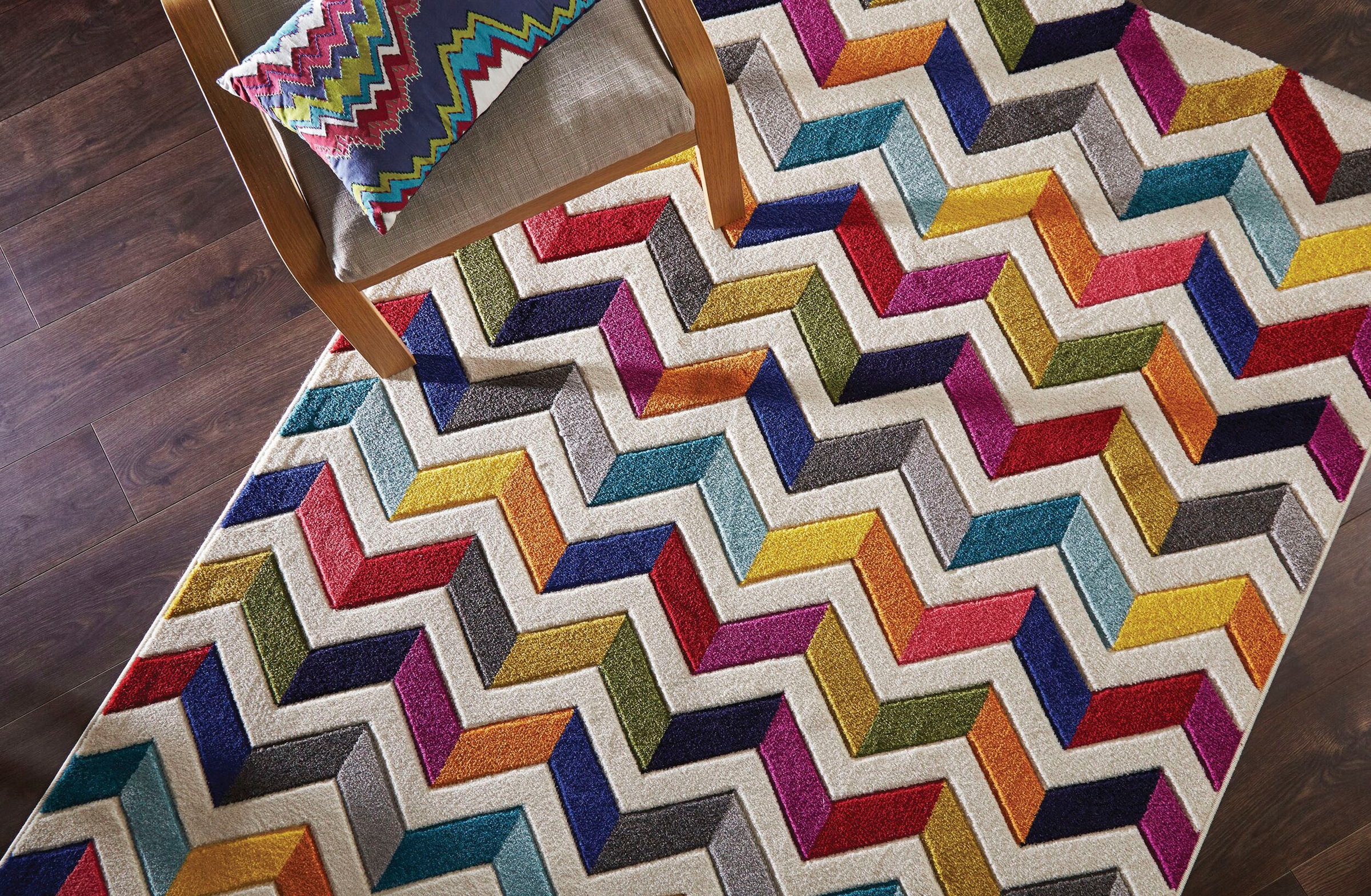 FLAIR RUGS Teppich »Bolero«, rechteckig, 10 mm Höhe, fußbodenheizungsgeeignet, geometrisches Muster, Zickzack