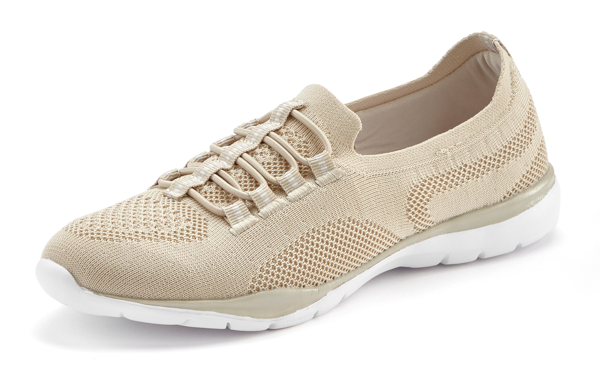 LASCANA Sneaker »Slipper, Halbschuh, leichtes Meshmaterial«, zum Reinschlüpfen mit elastischen Schnürbändern VEGAN