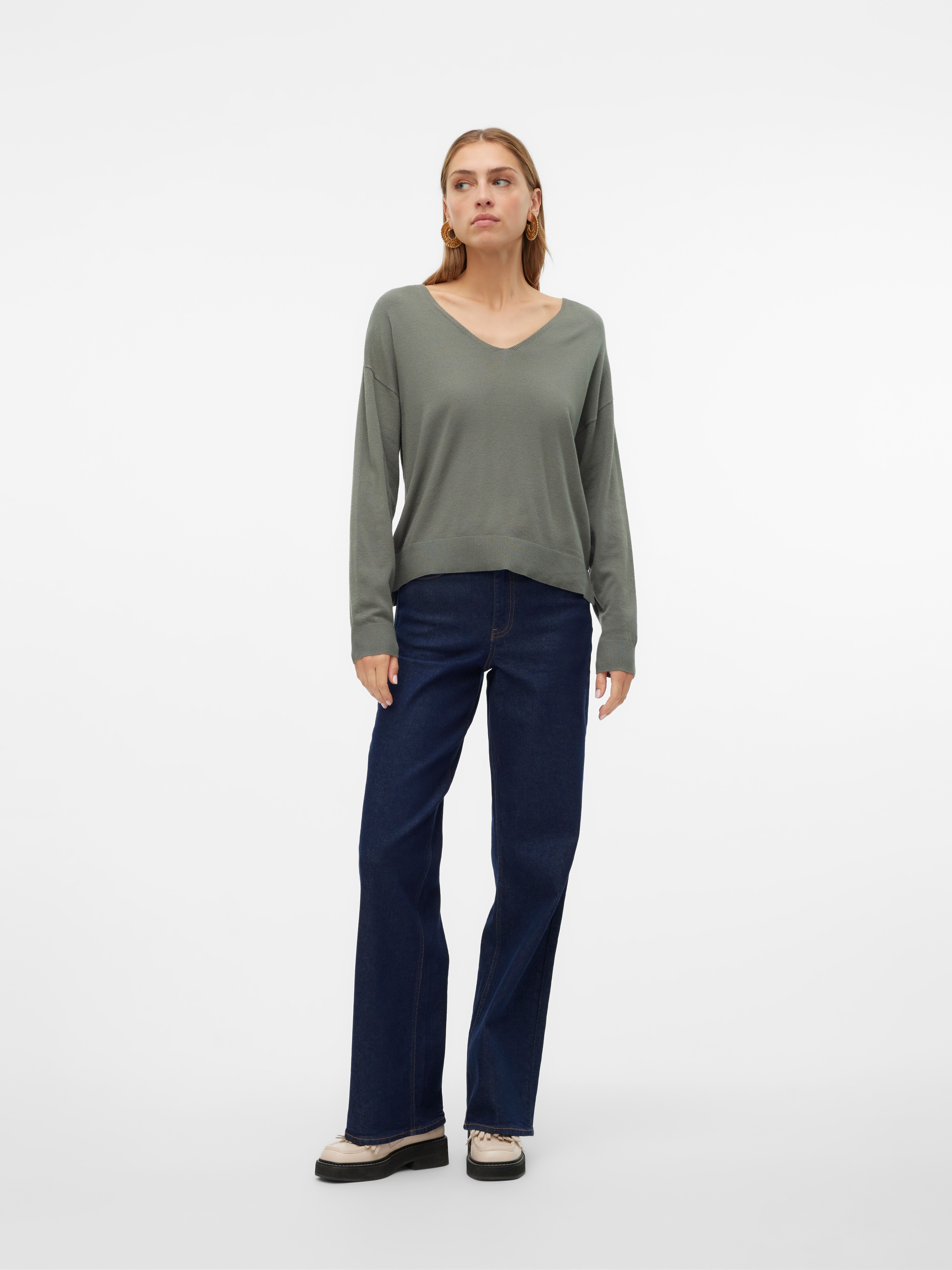 Vero Moda V-Ausschnitt-Pullover »VMBREEZE LS V-NECK PULLOVER GA BOO«