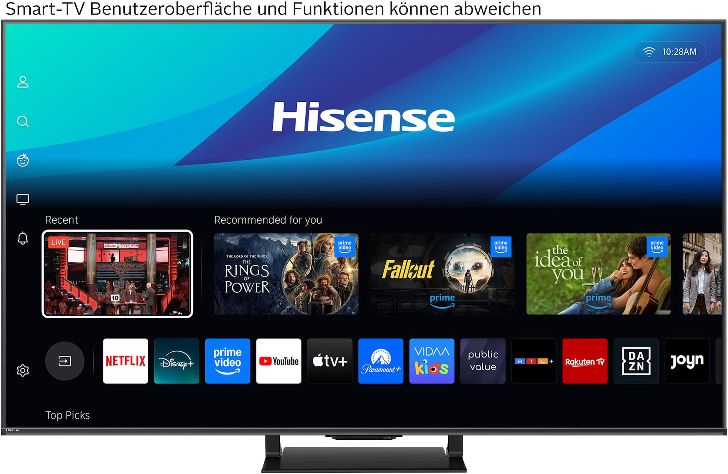 Hisense QLED Mini LED-Fernseher »65U7Q PRO« 164 cm/65 ″ Smart-TV 4K UHD MiniLED Smart TV