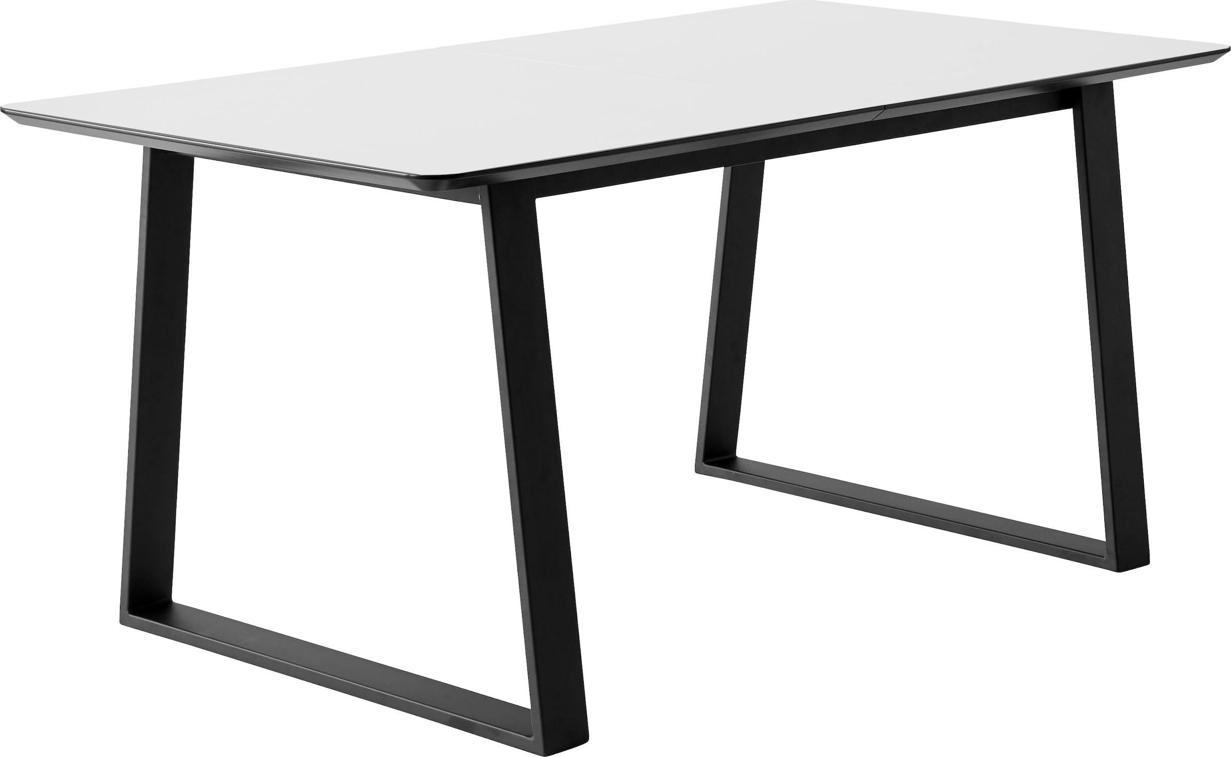 Hammel Furniture Esstisch »Meza Designtisch mit Auszugsfunktion und 2 Einlegeplatten«, abgerundete Tischplatte MDF, Trapez Metallgestell
