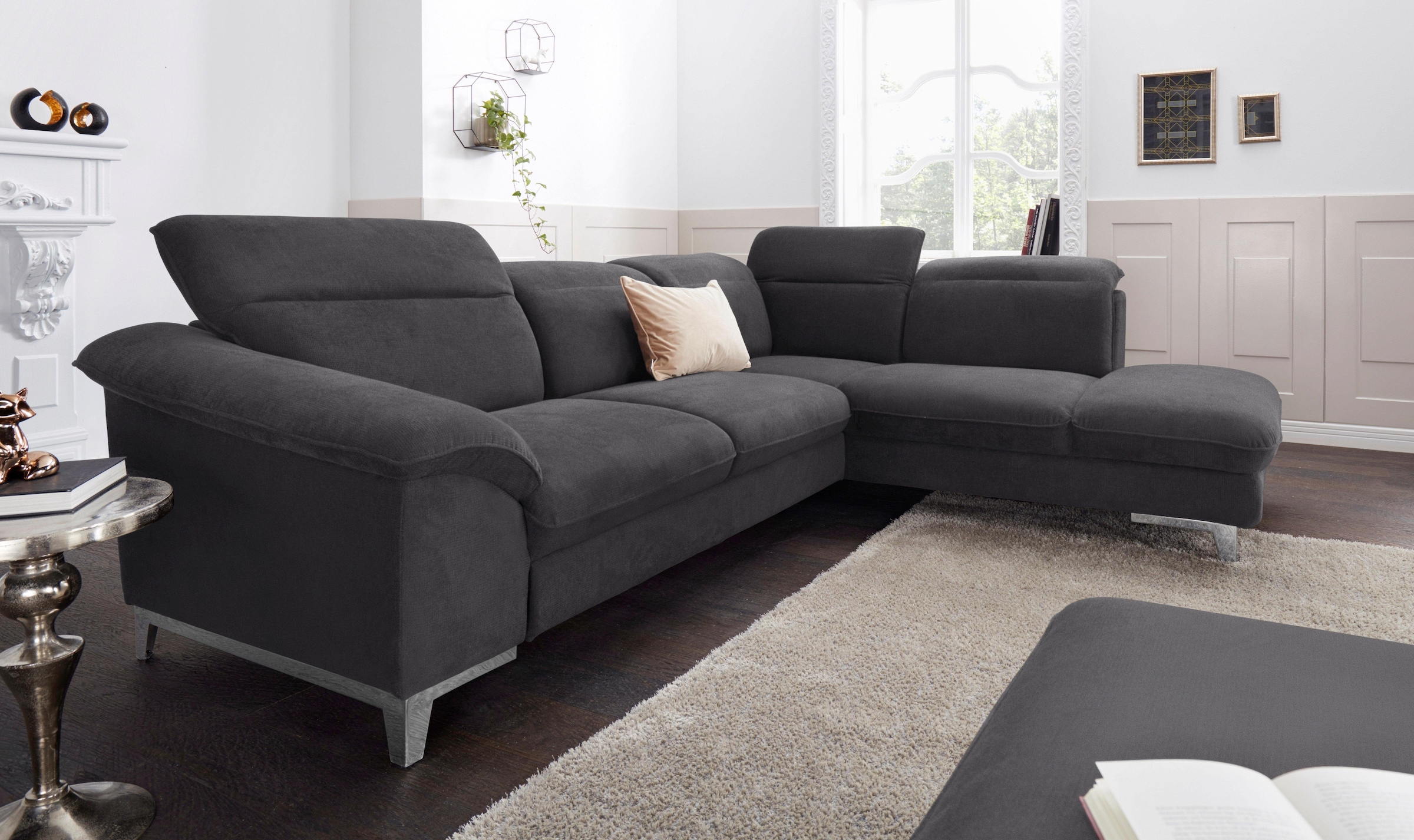COTTA Polstergarnitur Teresa, (Set), Set: bestehend aus Ecksofa und Hocker, günstig online kaufen