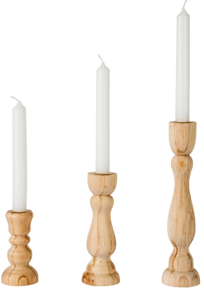 Kerzenhalter »Ricco«, (Set, 3 St.), aus Holz, Höhe ca. 11 cm + 17 cm + 25 cm  auf Rechnung kaufen