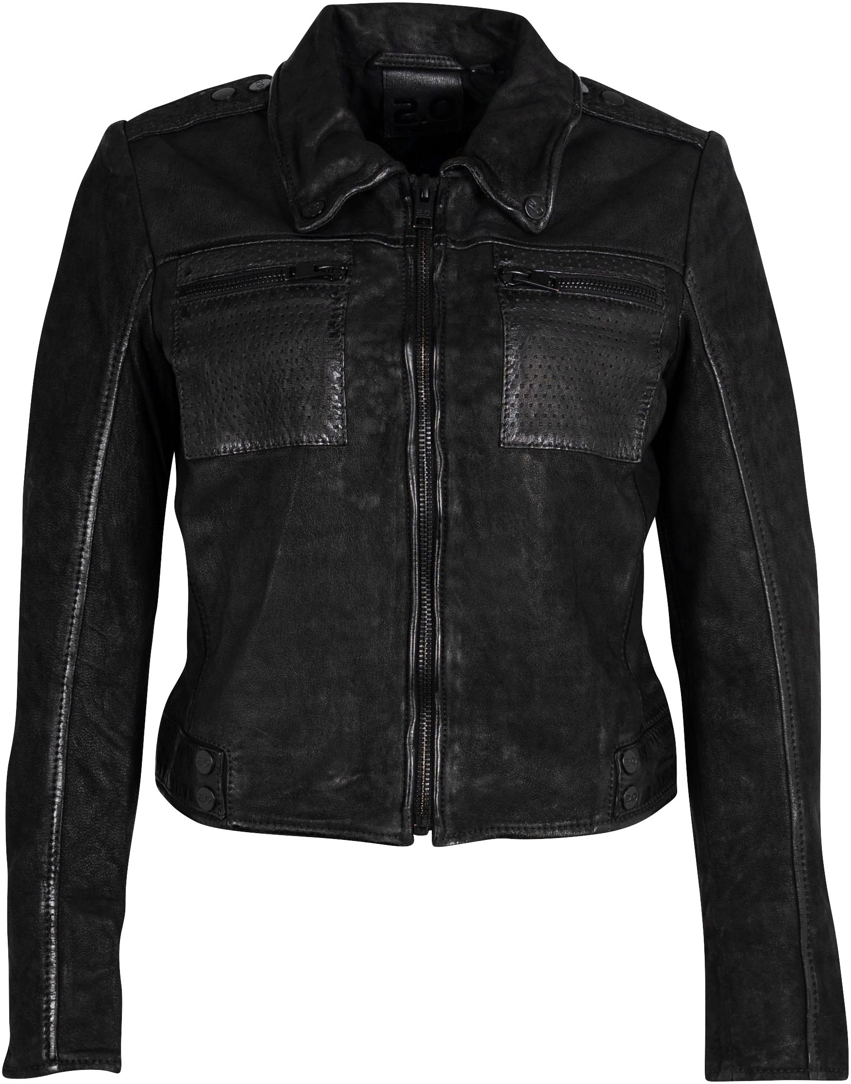 Mauritius Lederjacke »2Wmarin STR«, mit Kapuze, mit Schulterklappen, mit Brusttaschen, mit Nieten
