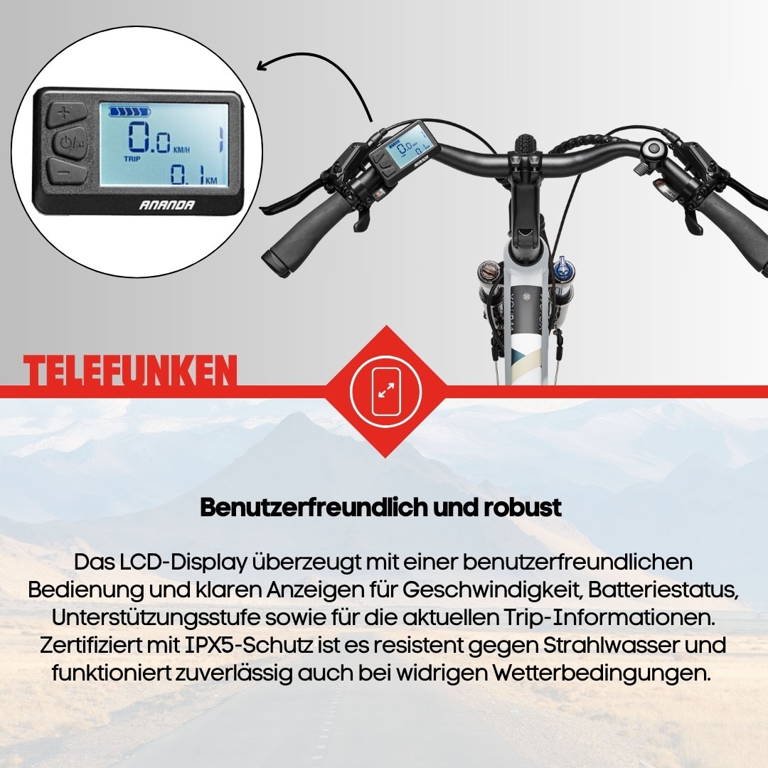 Telefunken E-Bike »Expedition XC941«, 24 Gang, Shimano, Acera, Heckmotor 250 W, (ca. 100 km Reichweite-hydraulische Scheibenbremsen-Straßenzulassung), Trekking Elektrofahrrad, Herren, 28 Zoll, 36 V 417,6 Wh Akku, Pedelec