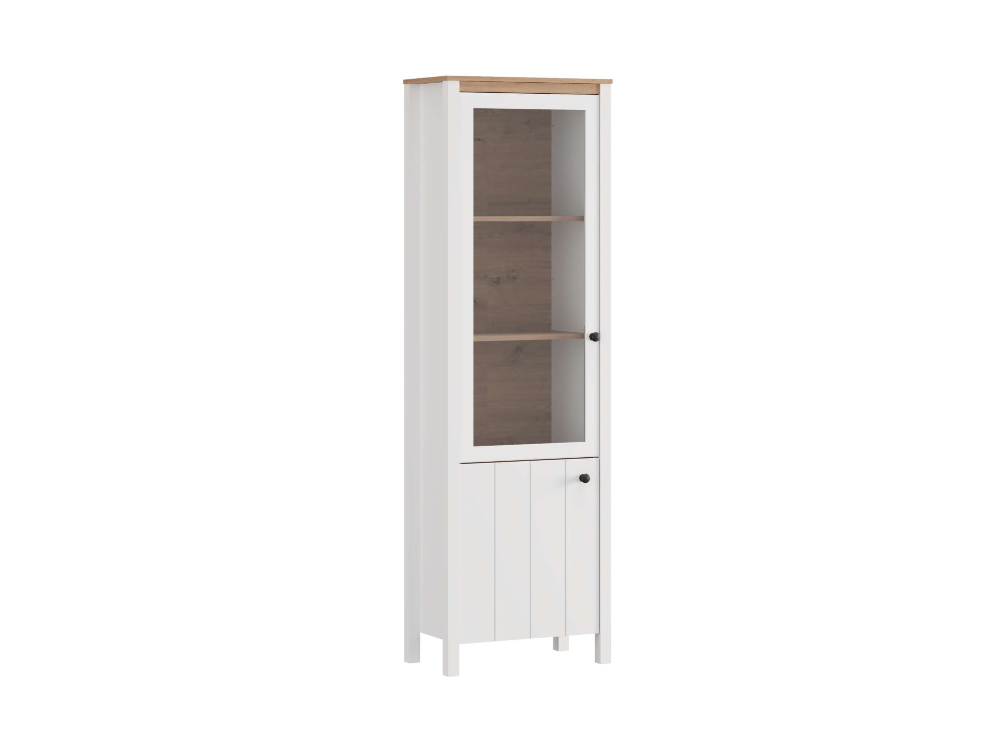 Home affaire Vitrine »BEDFORD Vitrinenschrank, Glasschrank, Standvitrine, Highboard« MDF-Profil 2D ummantelt, 2 Türen & 4 Einlegeböden mit Metallgriffen