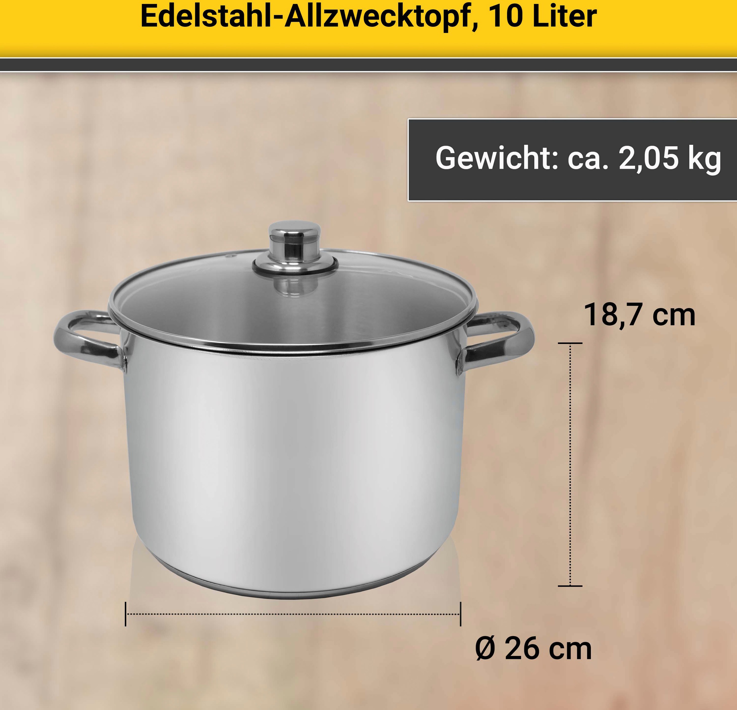 Krüger Kochtopf, Edelstahl, (1 tlg.), für Induktions-Kochfelder geeignet