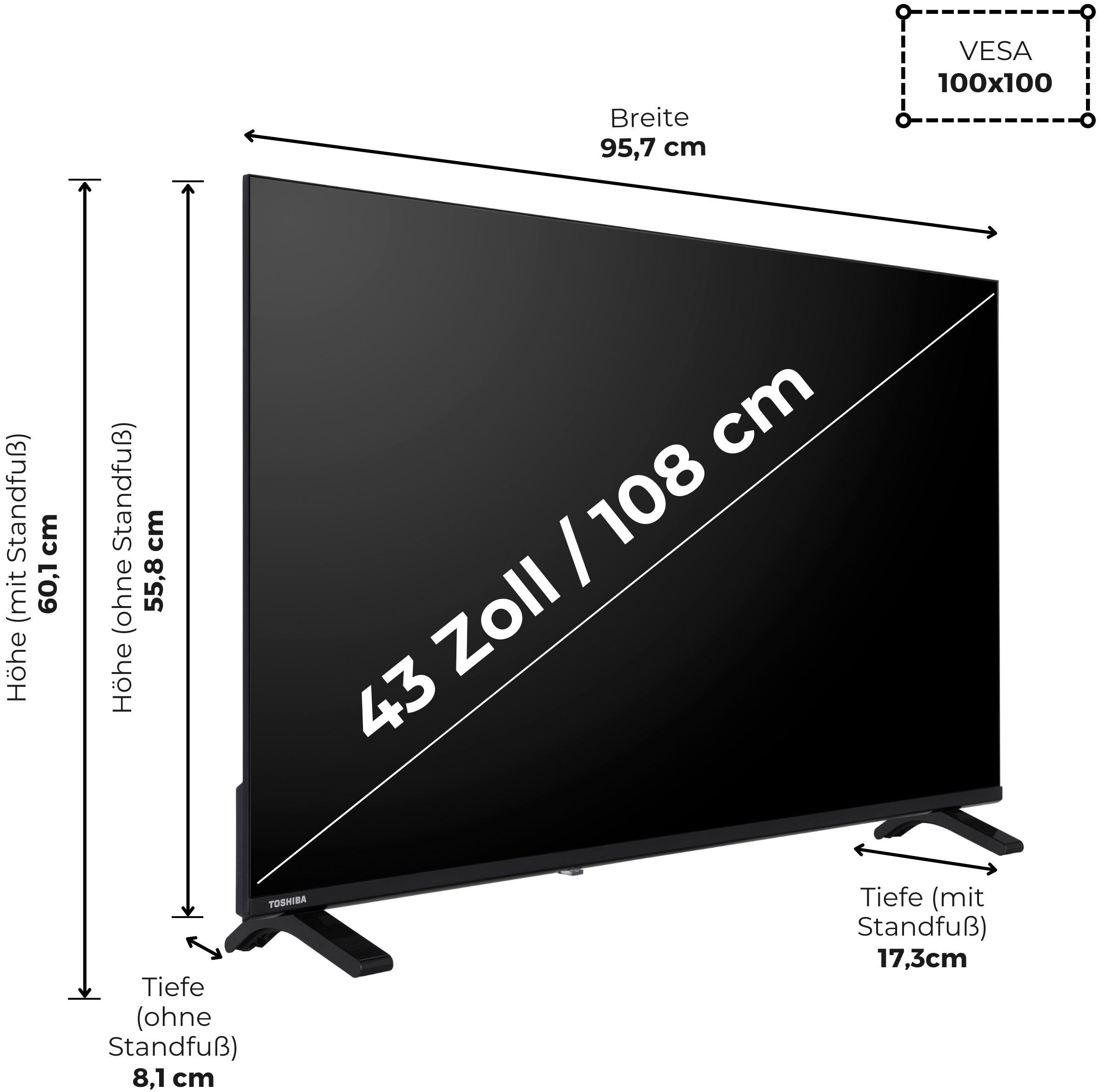 Toshiba QLED-Fernseher »43QV1563DDW« 108 cm/43 ″ Smart-TV