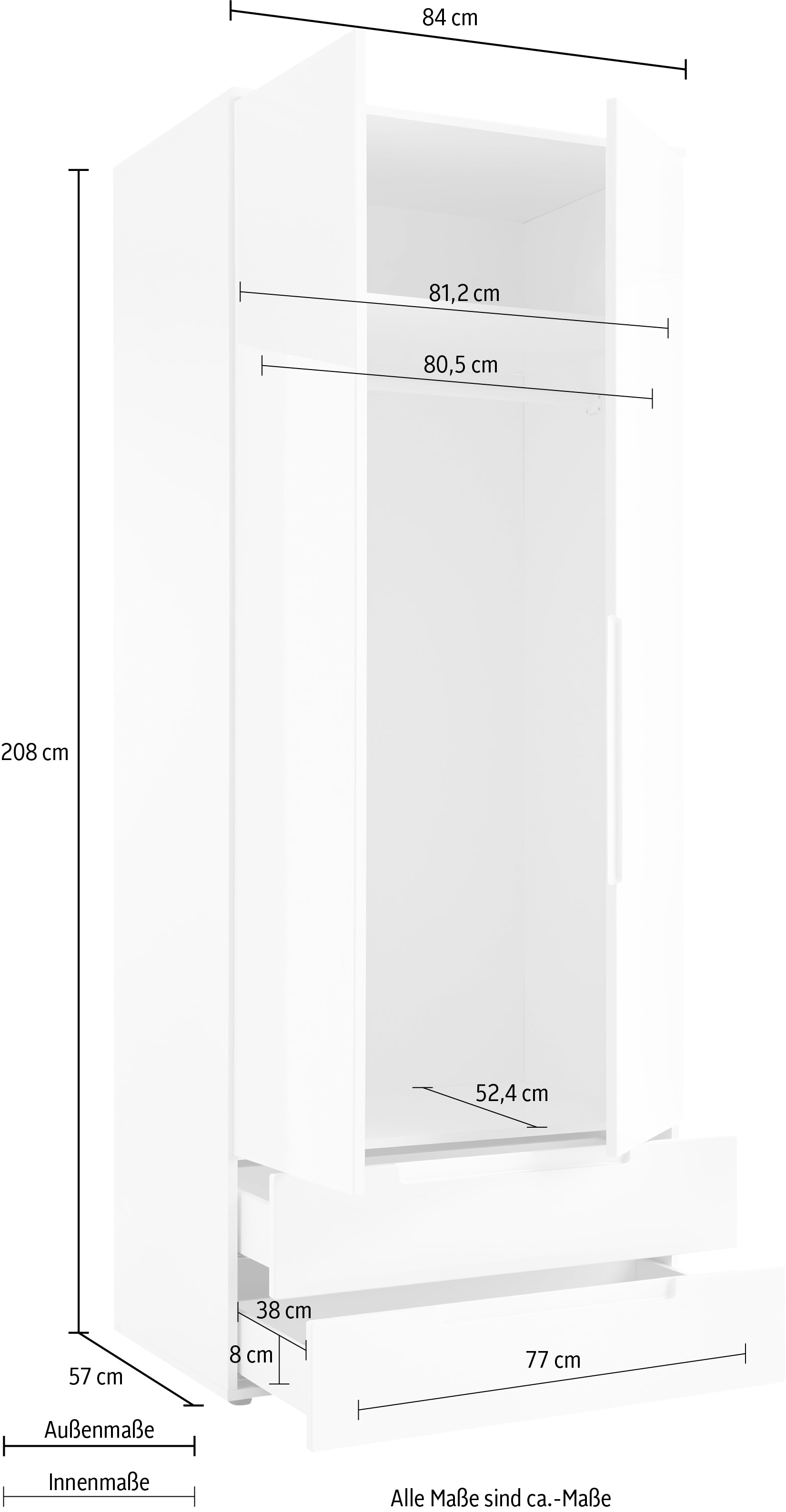 Schlafkontor Drehtürenschrank »Spice«, mit Hochglanzfront