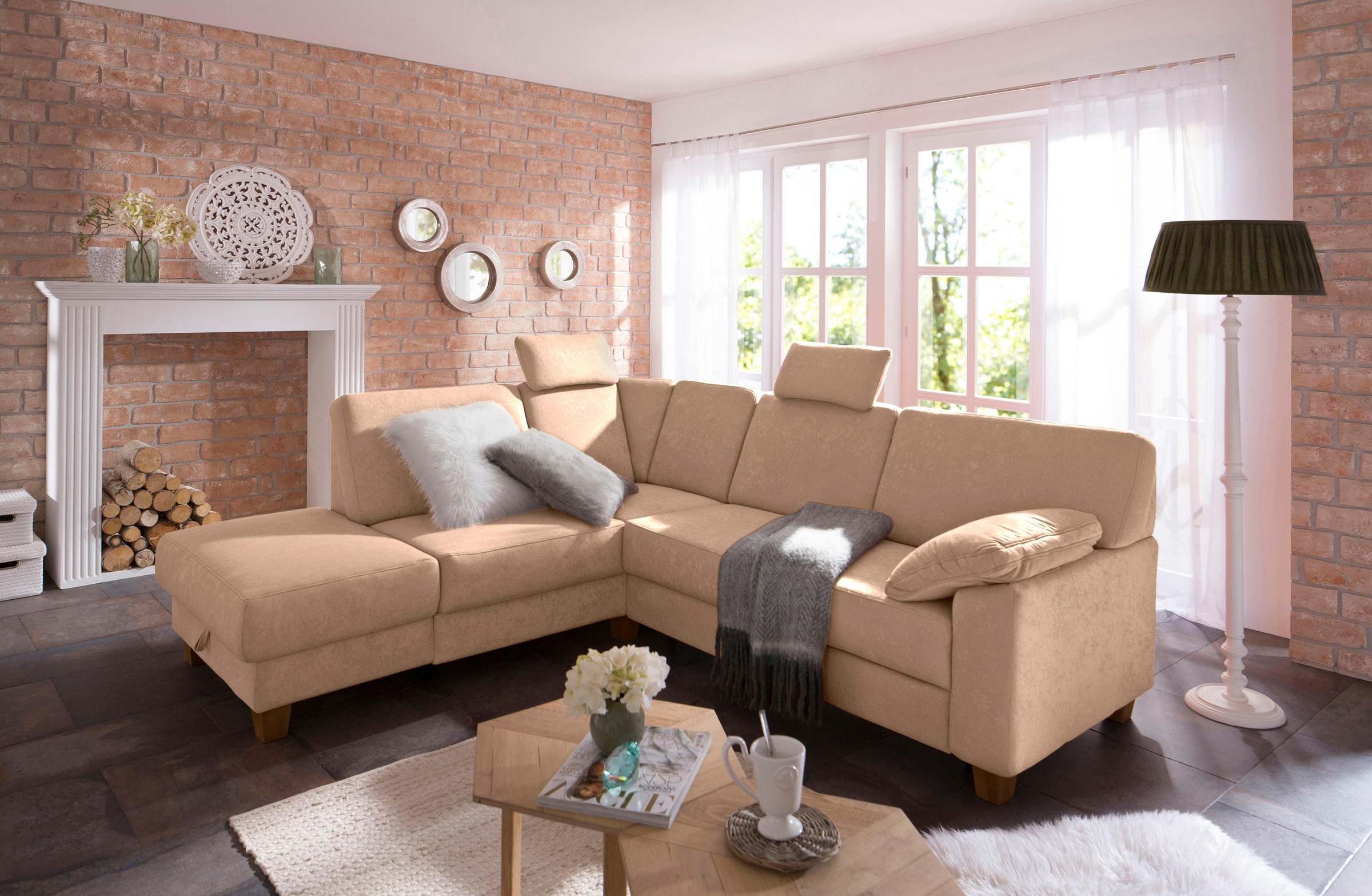 Home affaire Ecksofa »Belfort L-Form«, mit Federkern, wahlweise mit Bettfun günstig online kaufen