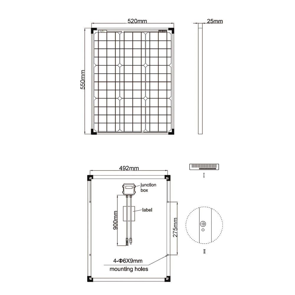 offgridtec Solarmodul »50W MONO 12V Solarpanel«, extrem wiederstandsfähiges ESG-Glas