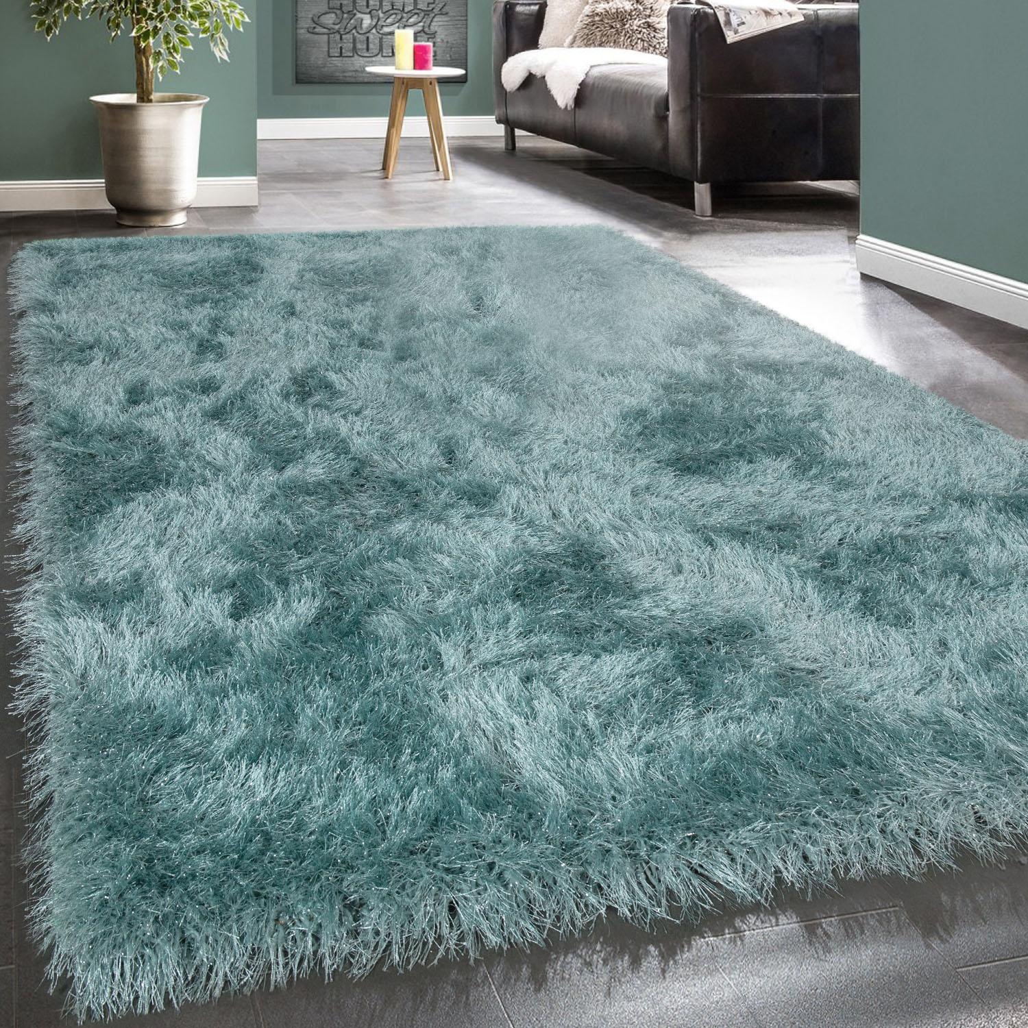 Paco Home Hochflor-Teppich »Glamour 300«, rechteckig, 70 mm Höhe, Uni Farbe günstig online kaufen