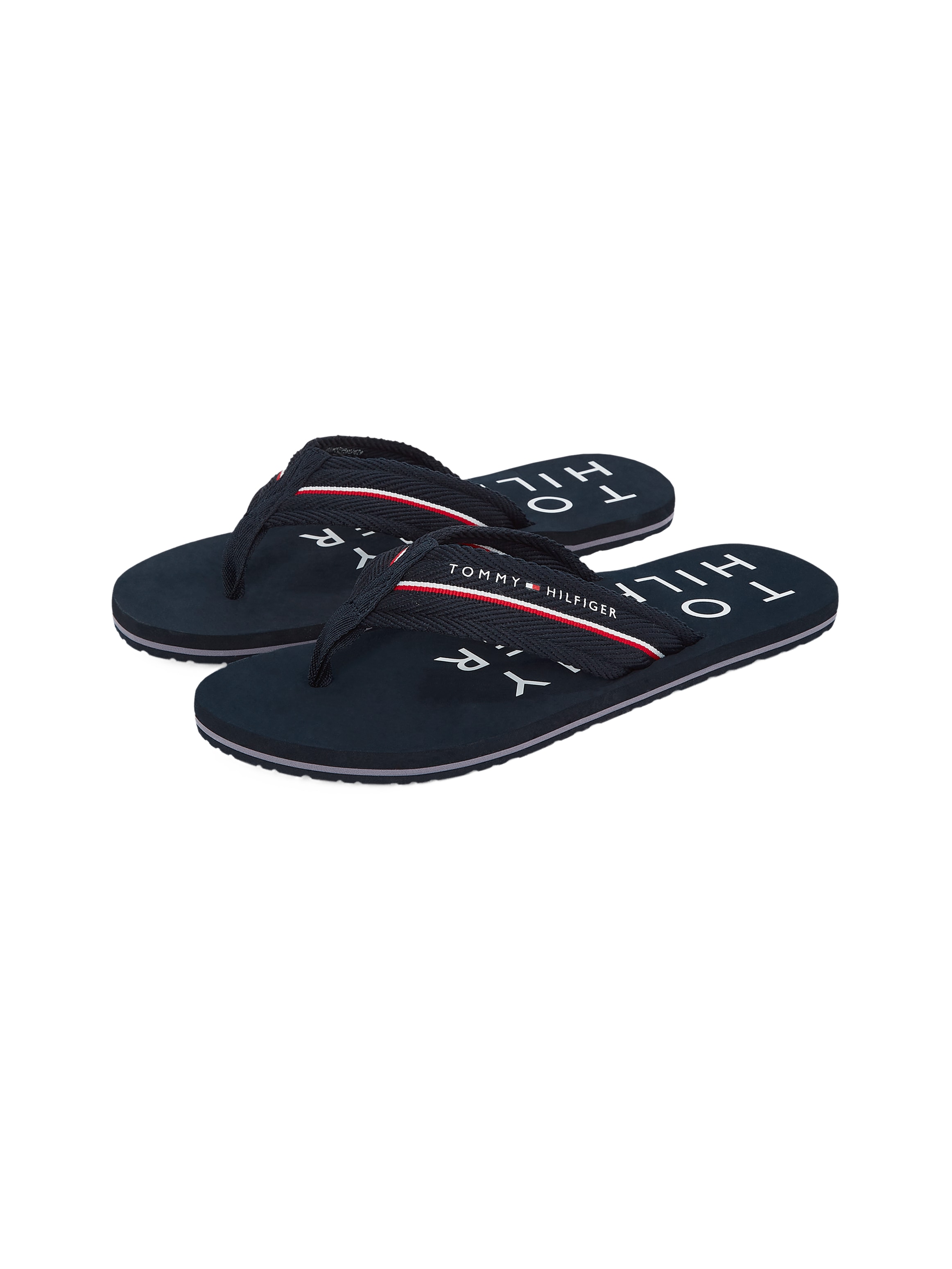 Tommy Hilfiger Zehentrenner »TOMMY HILFIGER WEB BEACH SANDAL«, Sommerschuh, Badeschuh mit Logoschriftzug