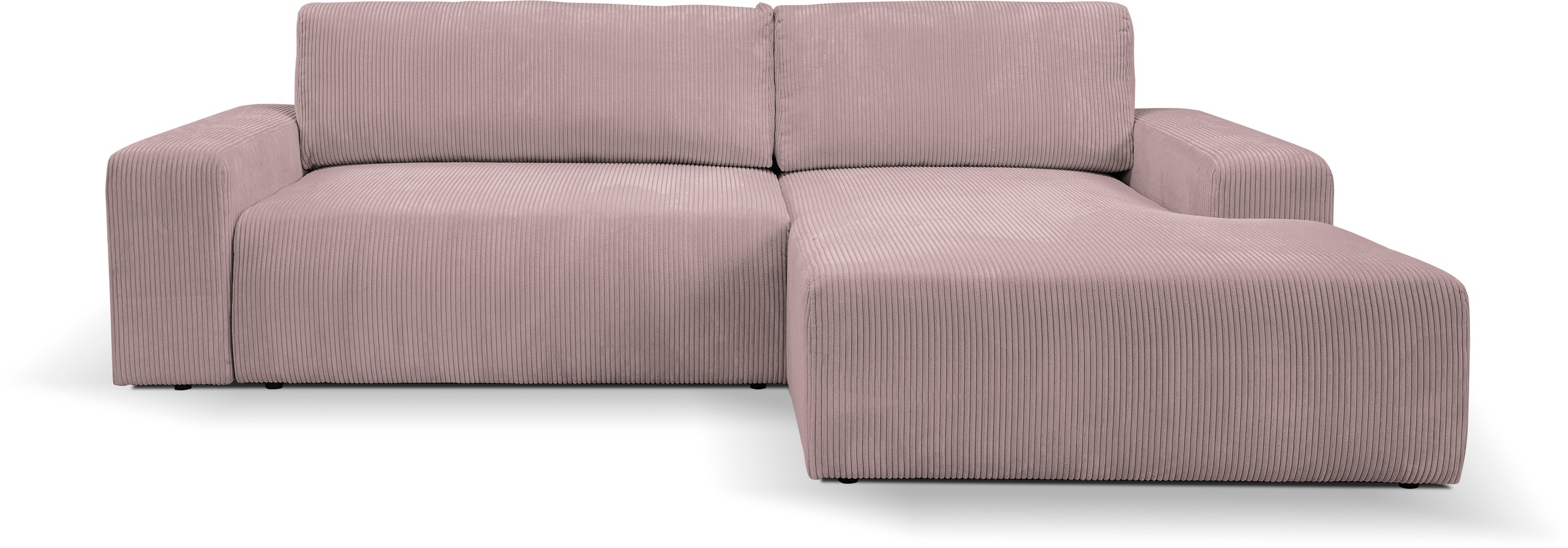 WERK2 Ecksofa »Rotterdam-L, kuschelweicher Cord oder Breitcord, L-Form, Breite 267 cm«, Design Ecksofa mit Schlaffunktion & Bettkasten, Cord, Rose