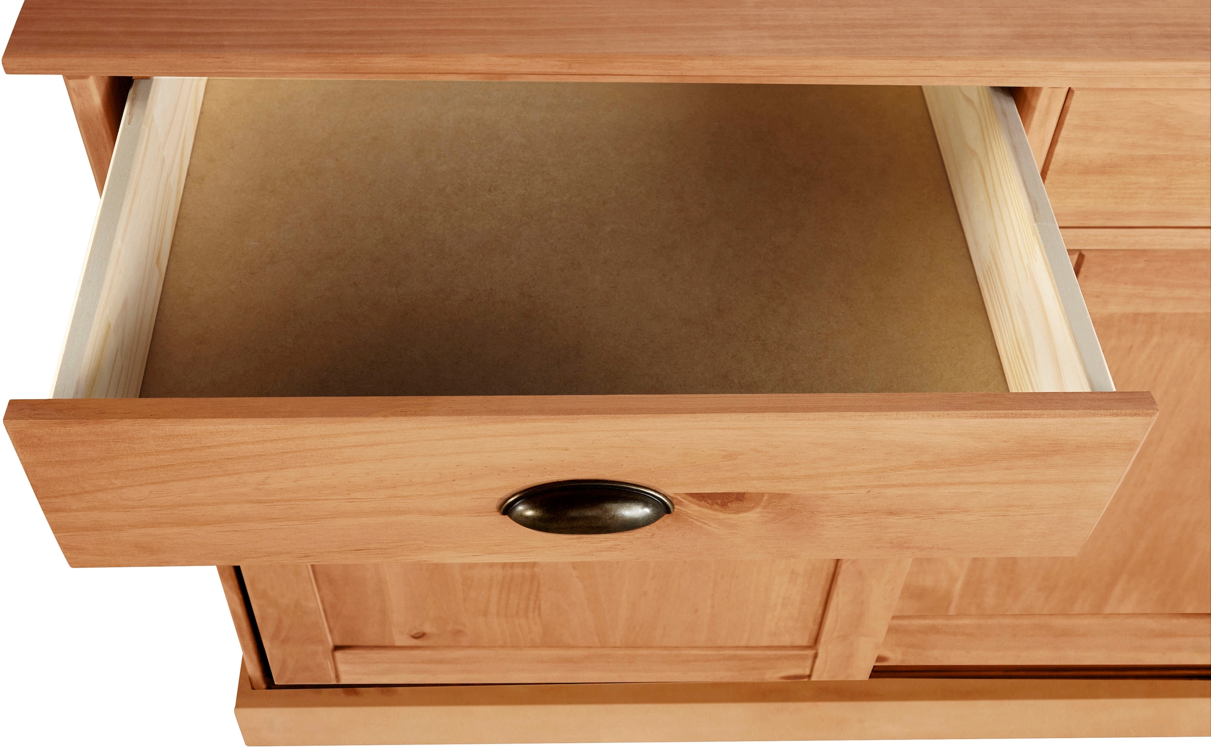 Home affaire Sideboard »Schröder«, Kommode, 2 Schiebetüren, 2 Schubkasten, aus massivem Kiefernholz
